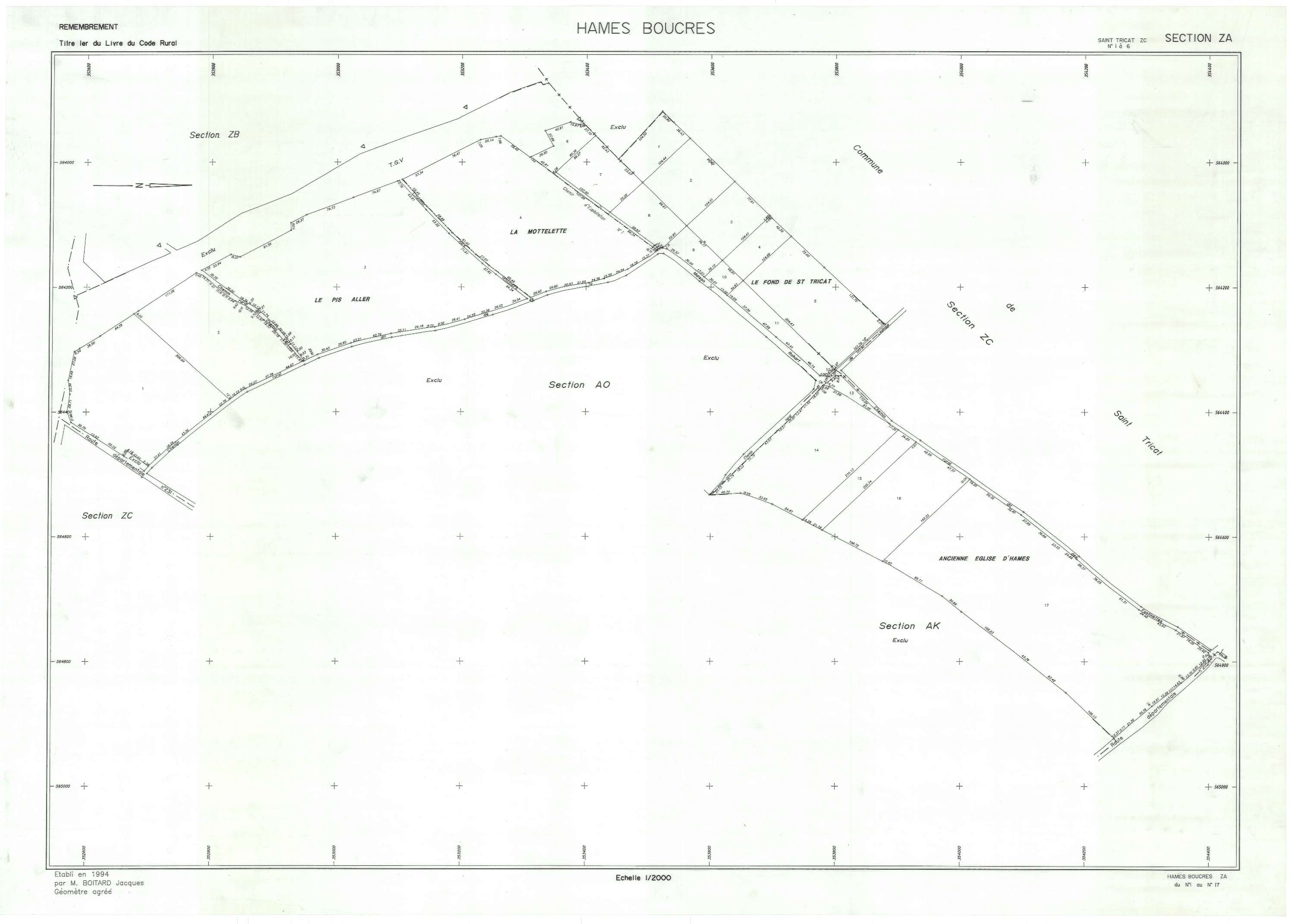 Ames - Plan de remembrement : section ZA.