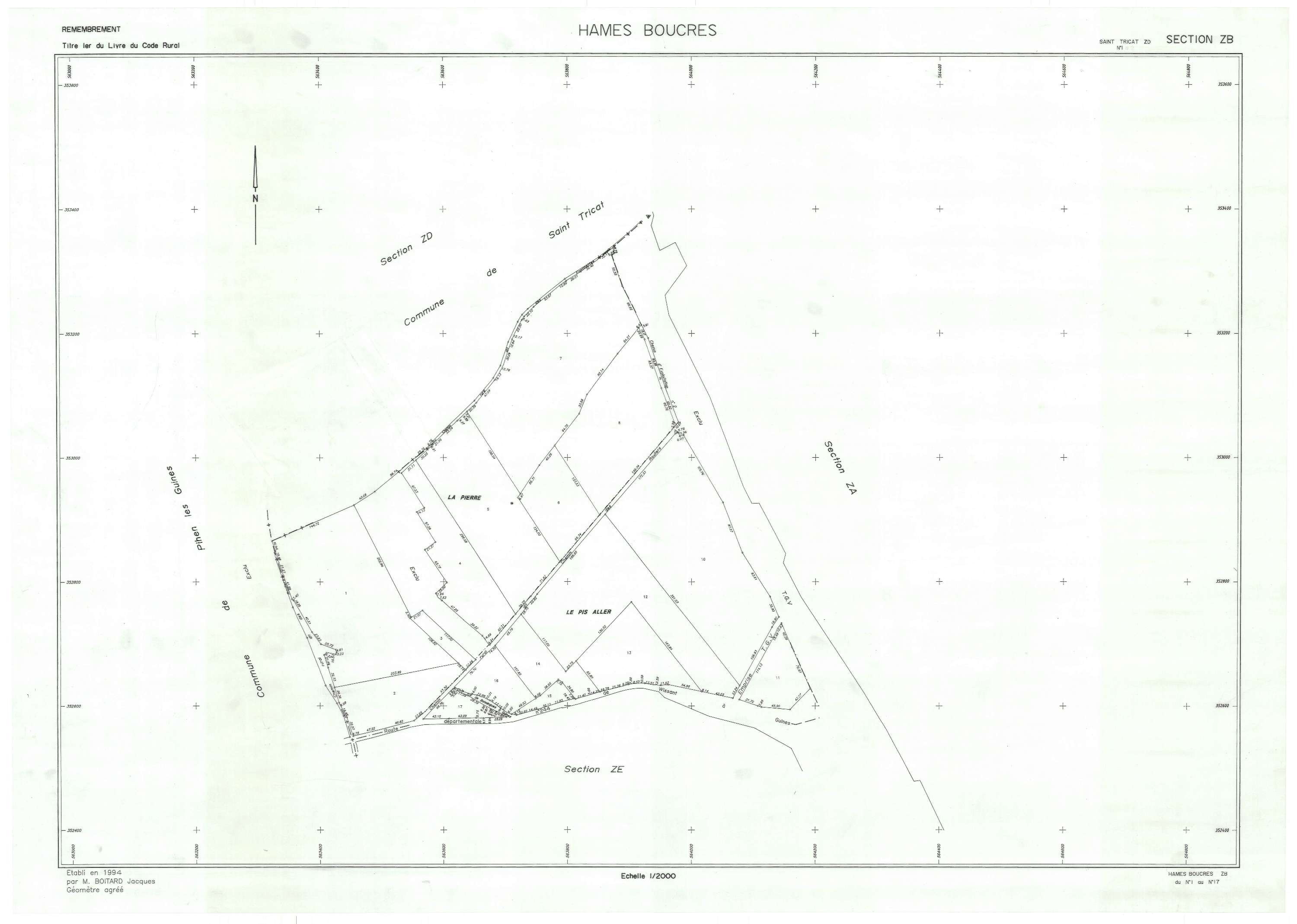 Ames - Plan de remembrement : section ZB.