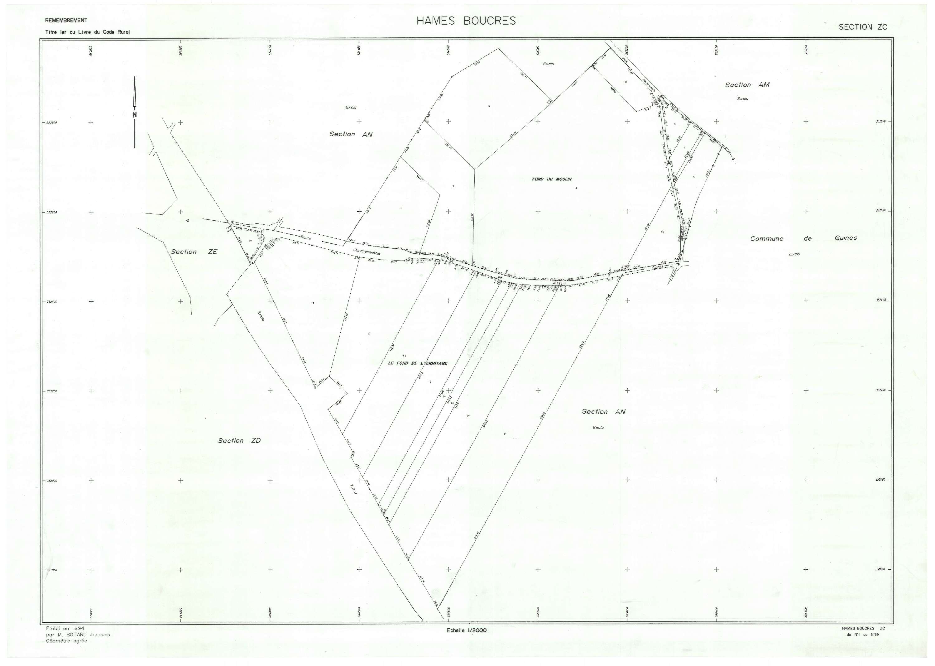 Ames - Plan de remembrement : section ZC.