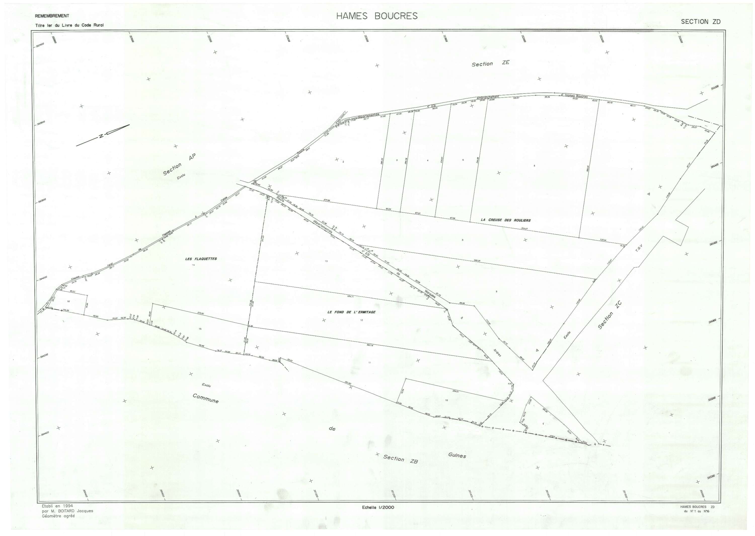 Ames - Plan de remembrement : section ZD.
