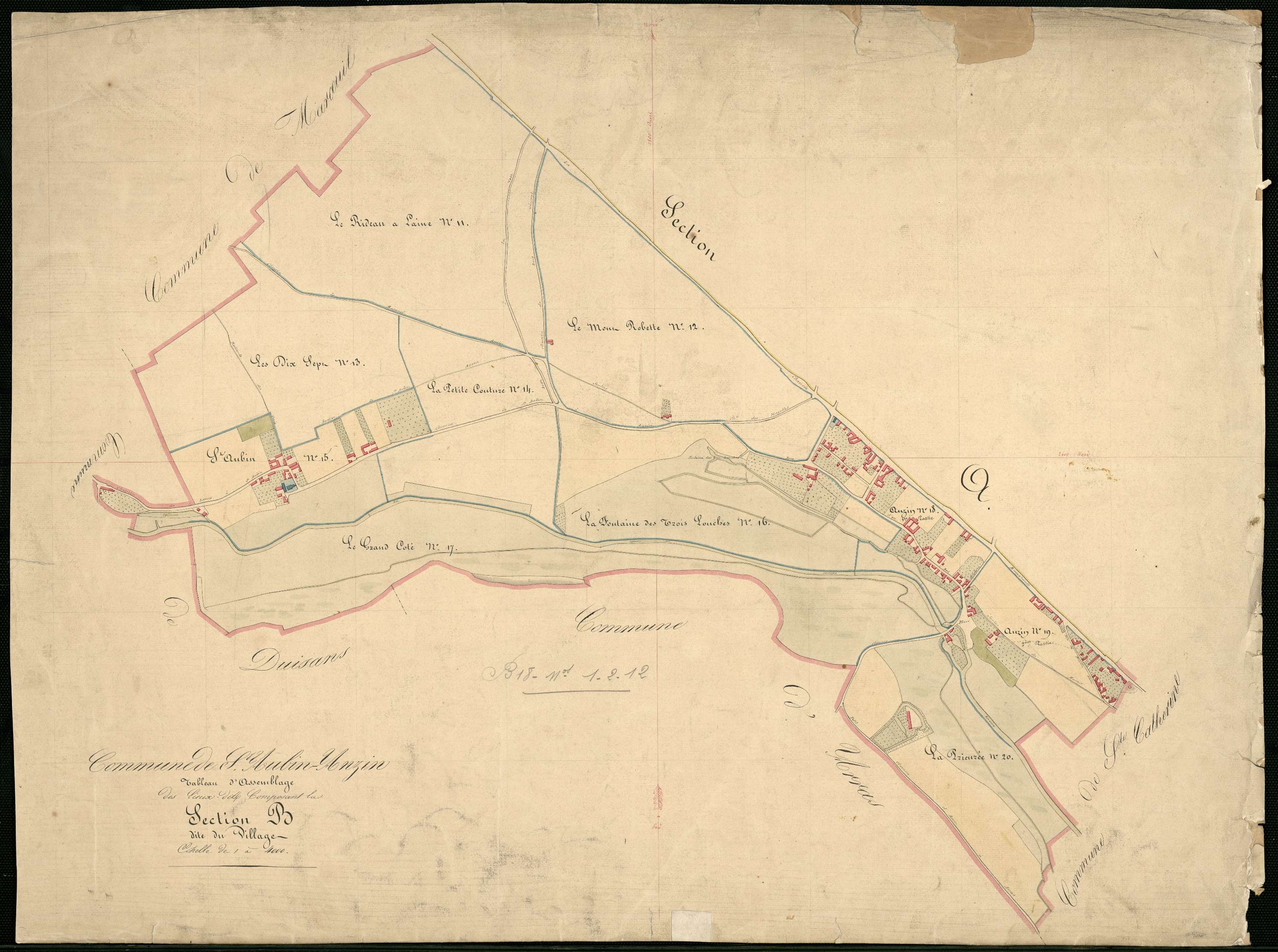 Anzin-Saint-Aubin - Section B : tableau d'assemblage