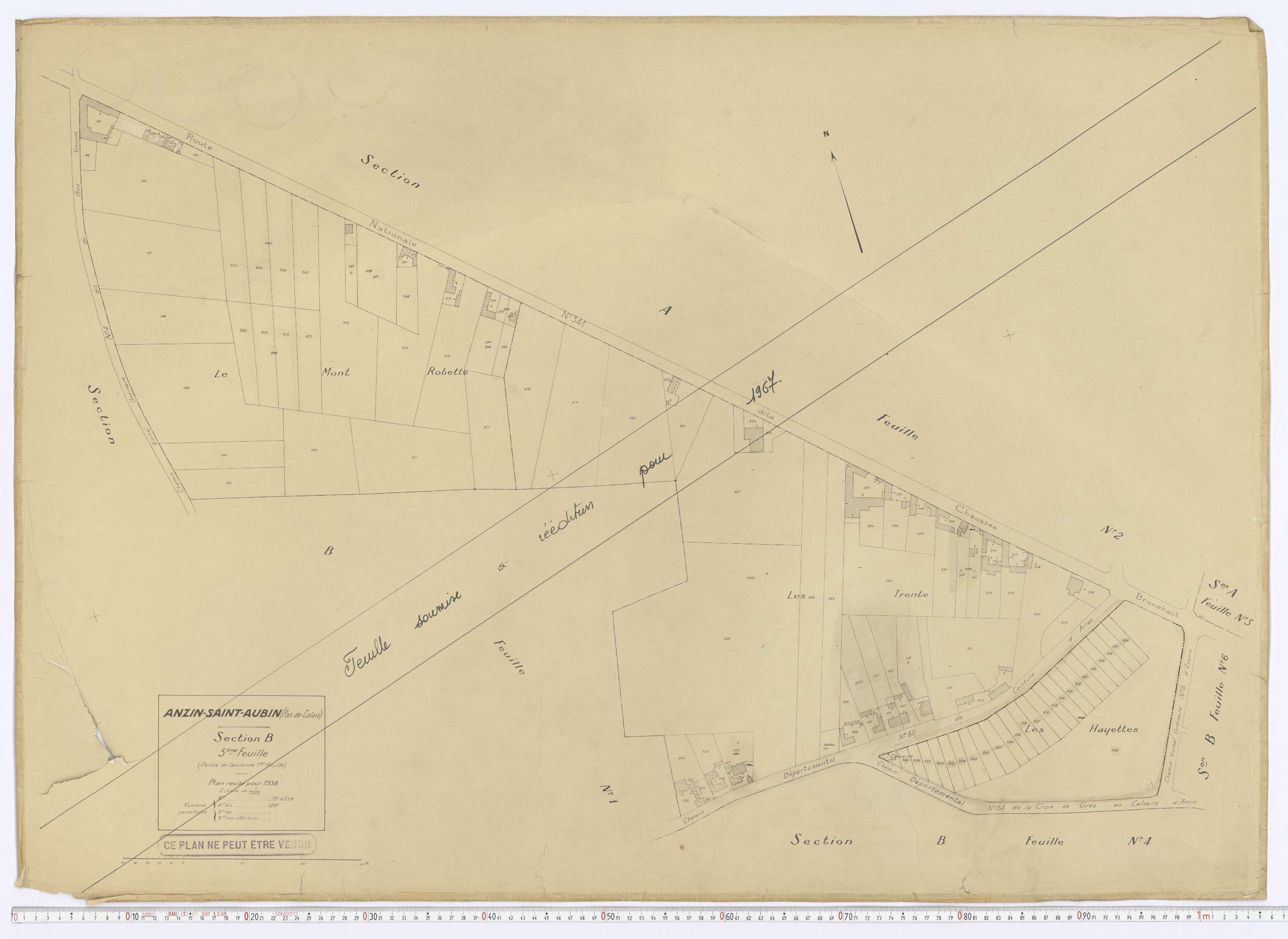Anzin-Saint-Aubin - Section B, feuille 5.