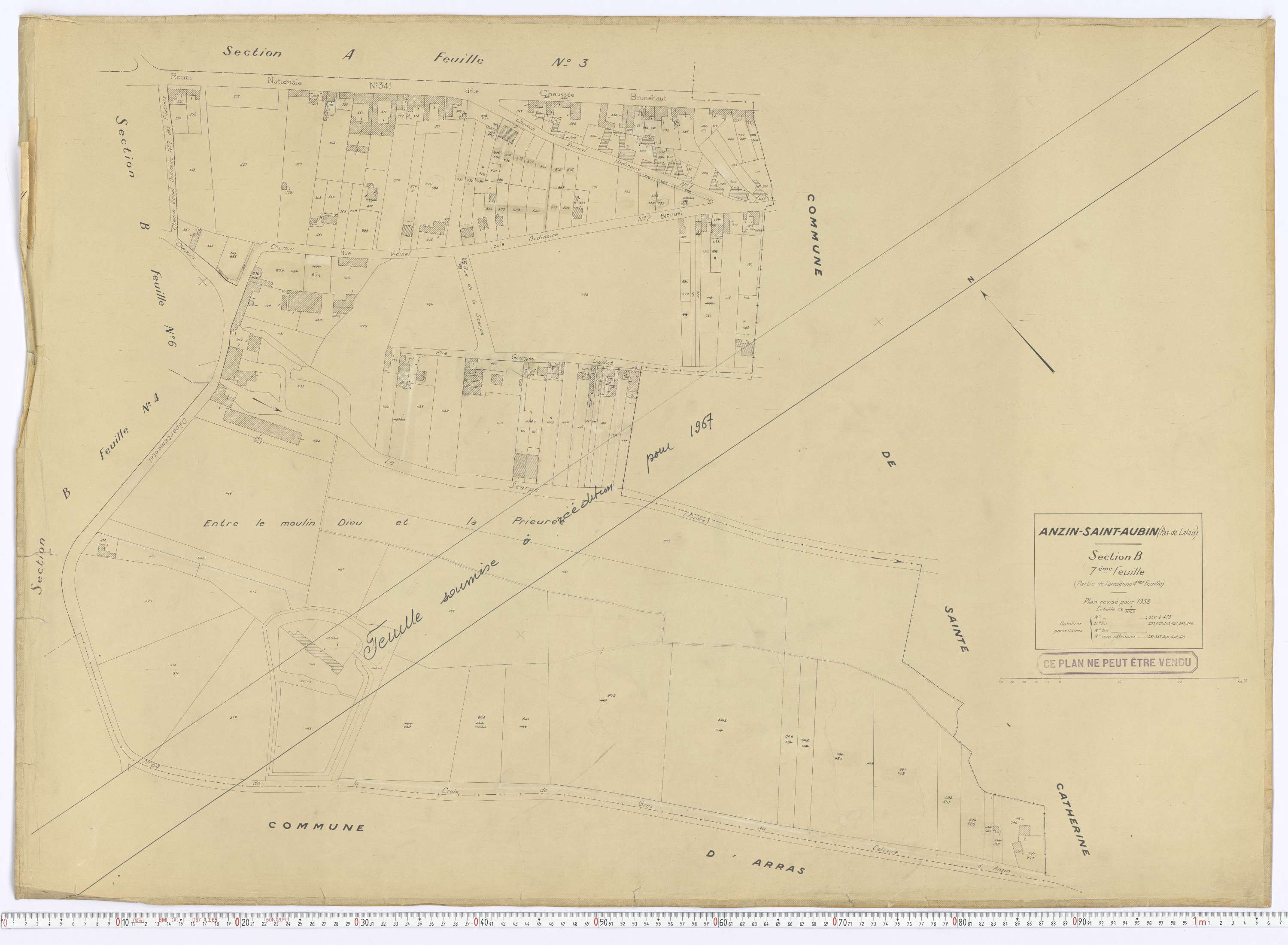 Anzin-Saint-Aubin - Section B, feuille 7.