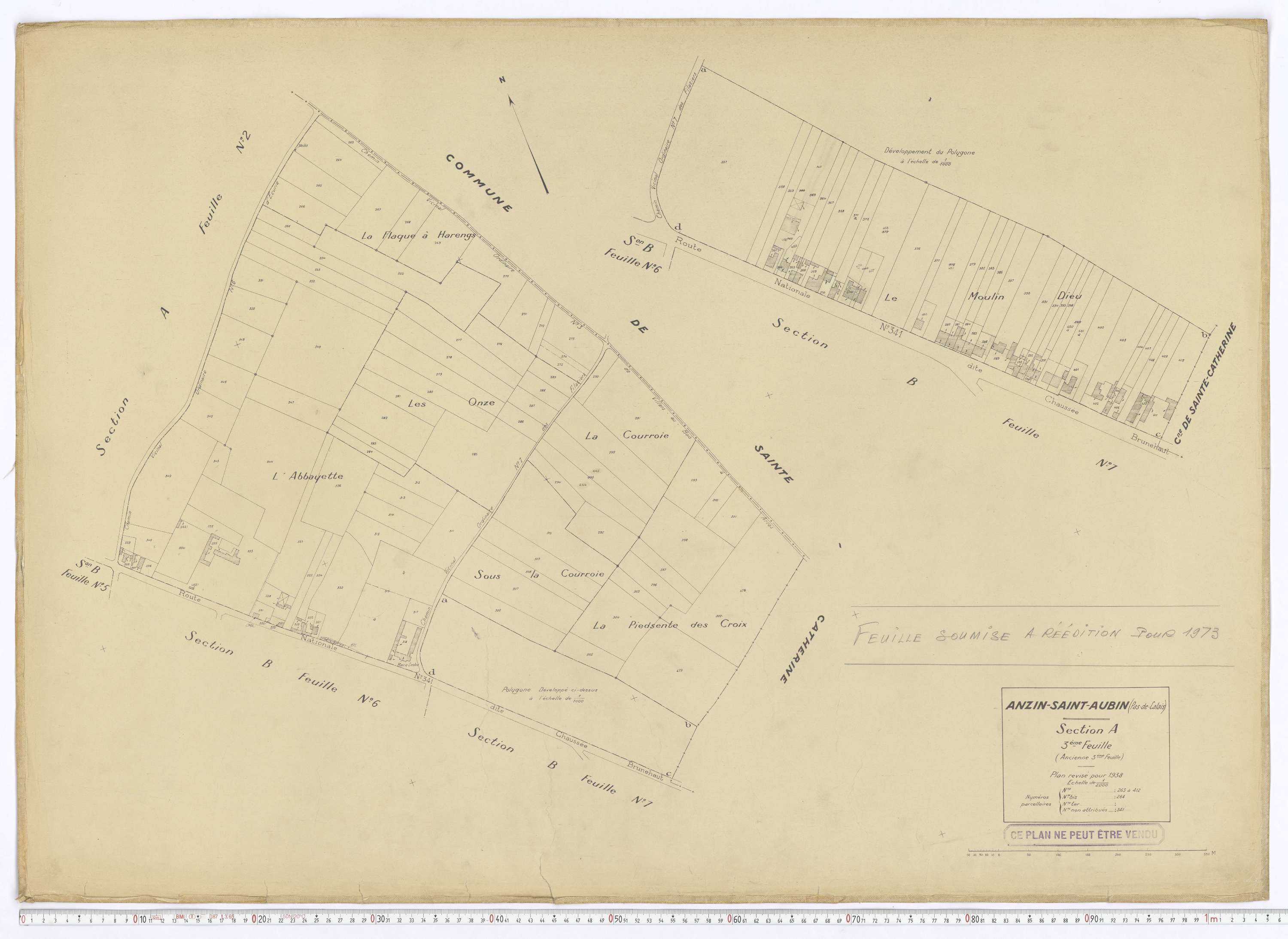 Anzin-Saint-Aubin - Section A, feuille 3.