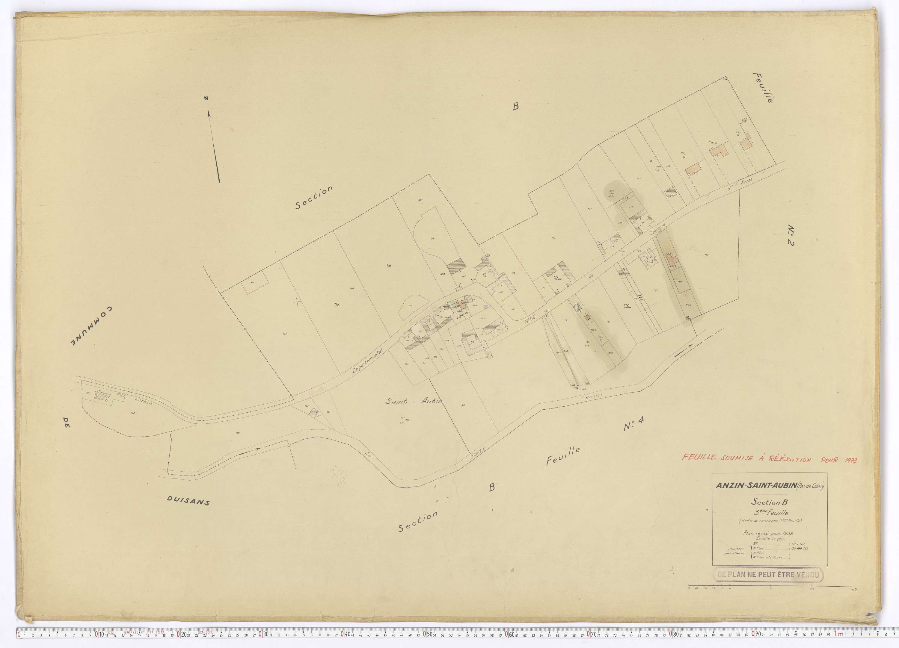 Anzin-Saint-Aubin - Section B, feuille 3.