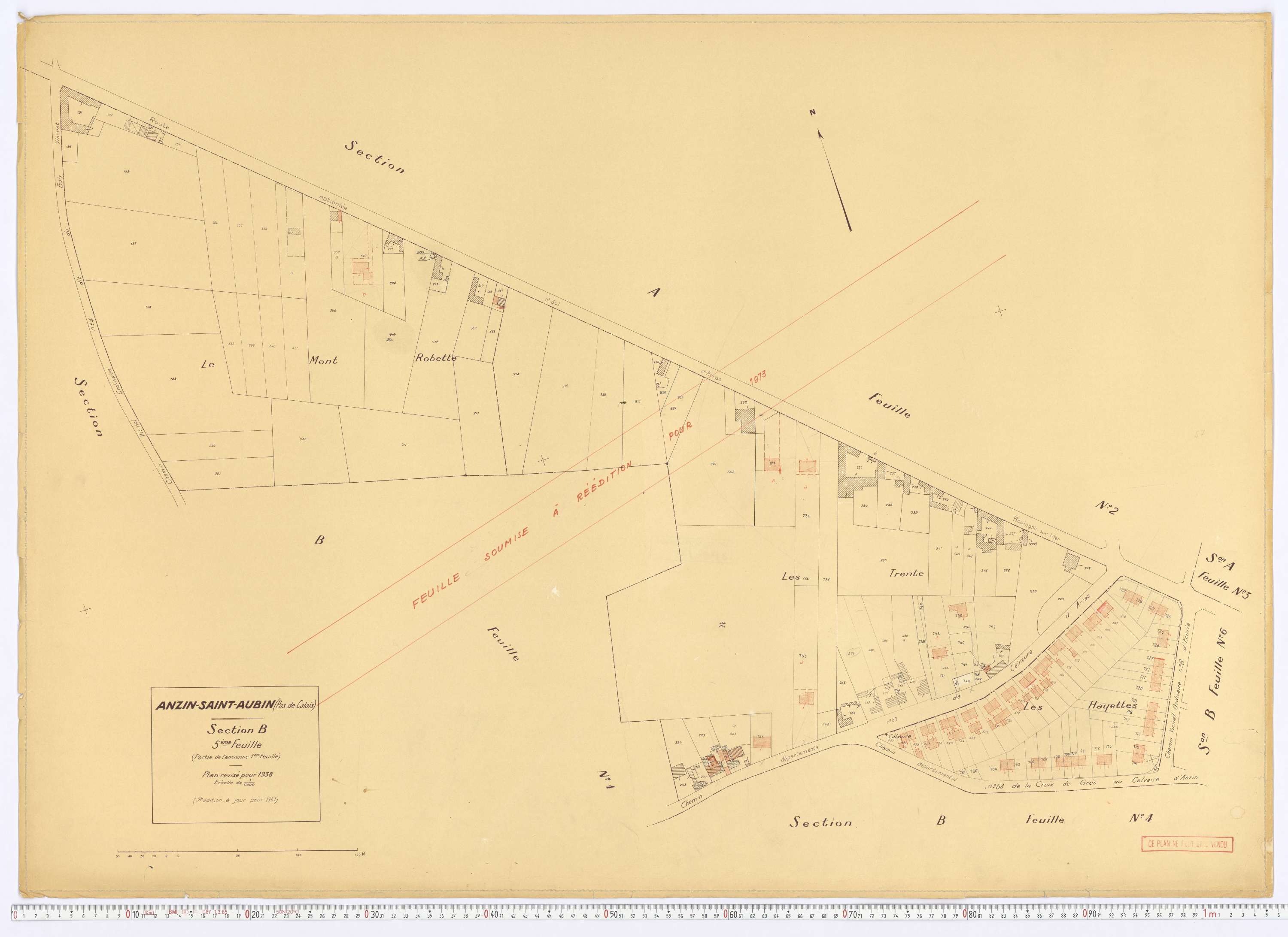 Anzin-Saint-Aubin - Section B, feuille 5.