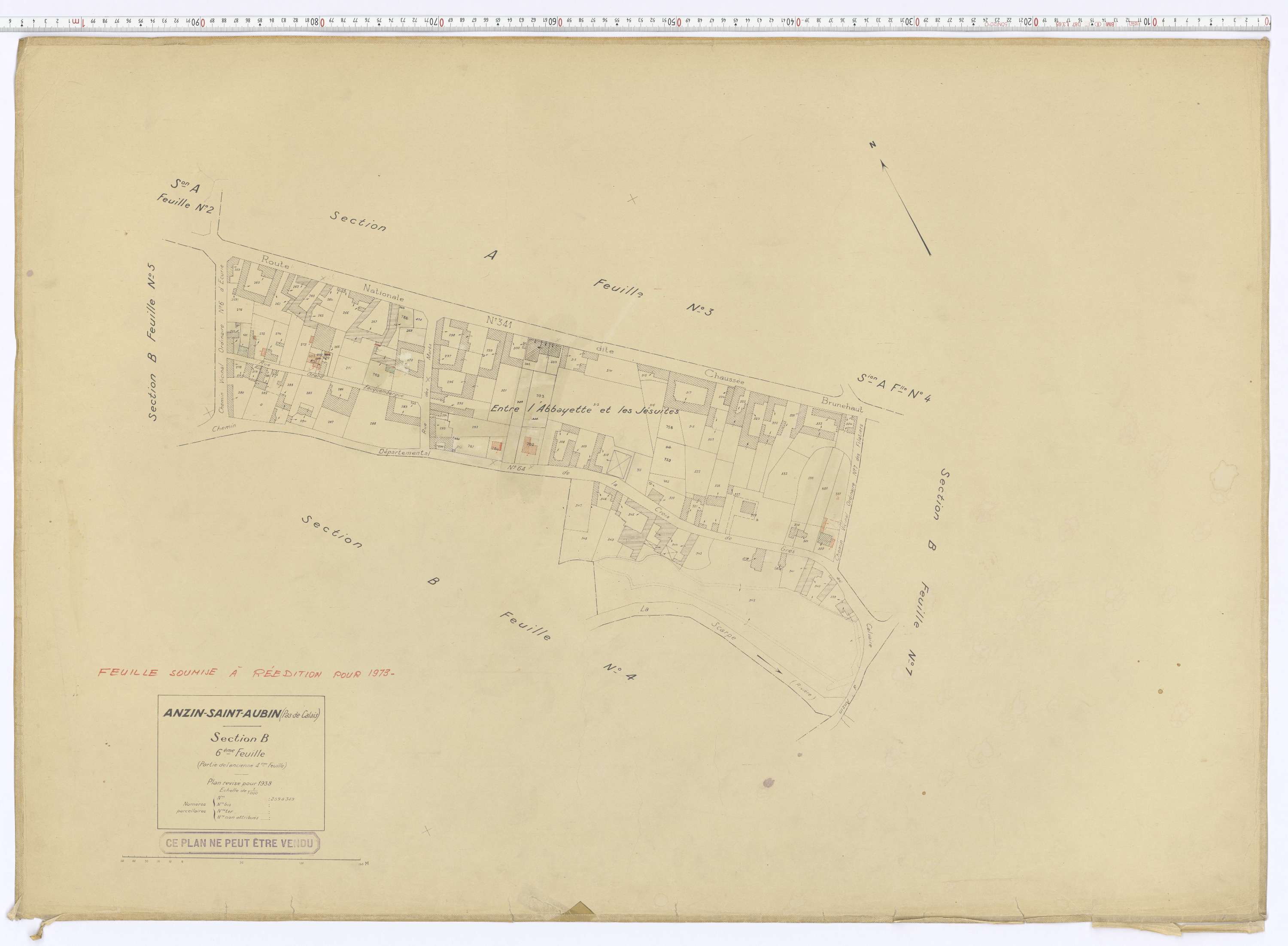 Anzin-Saint-Aubin - Section B, feuille 6.