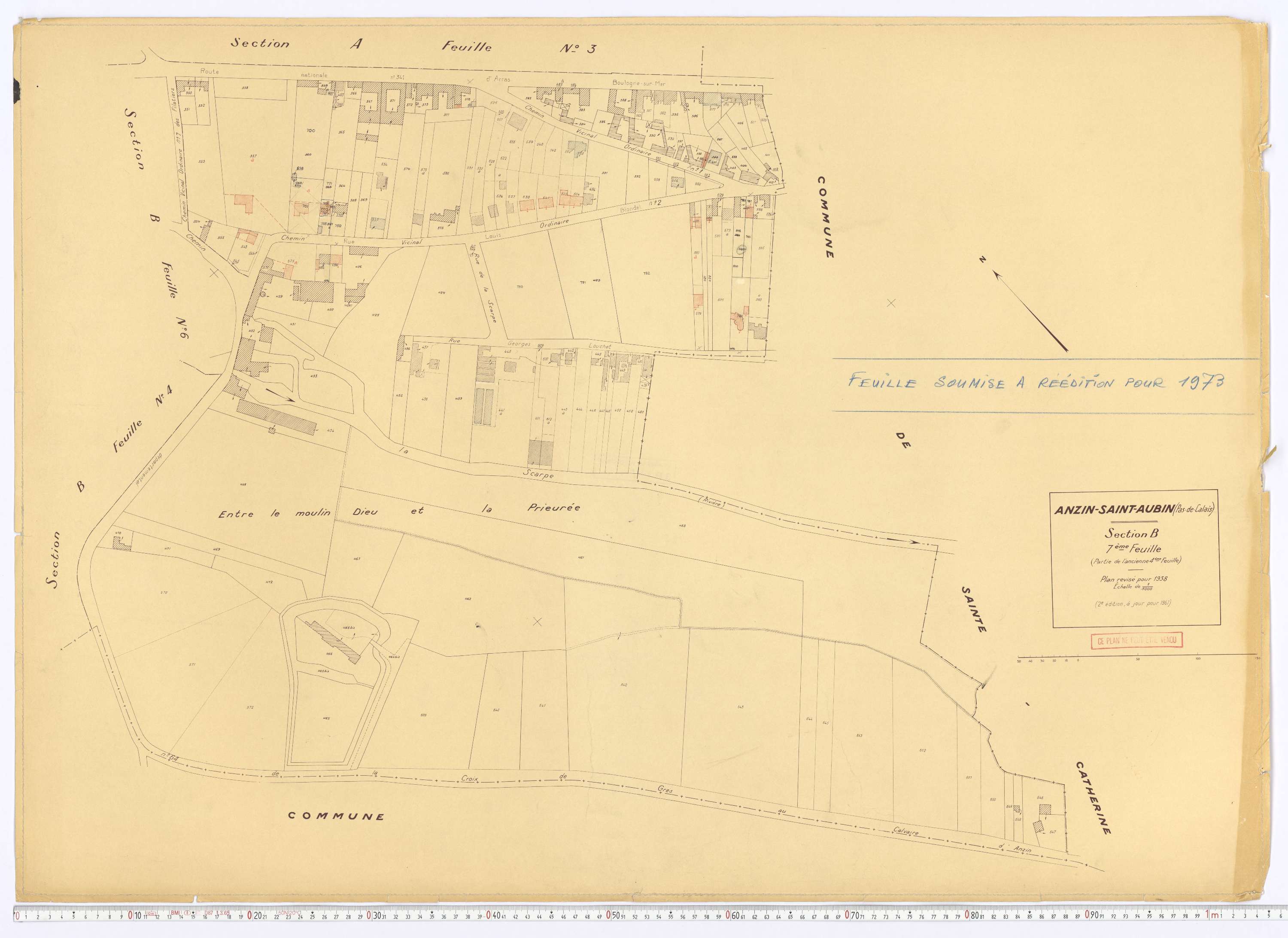 Anzin-Saint-Aubin - Section B, feuille 7.
