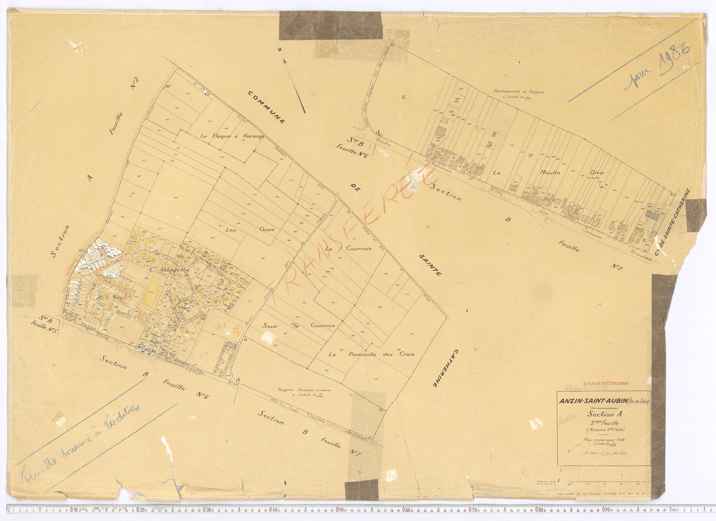 Anzin-Saint-Aubin - Section A, feuille 3.