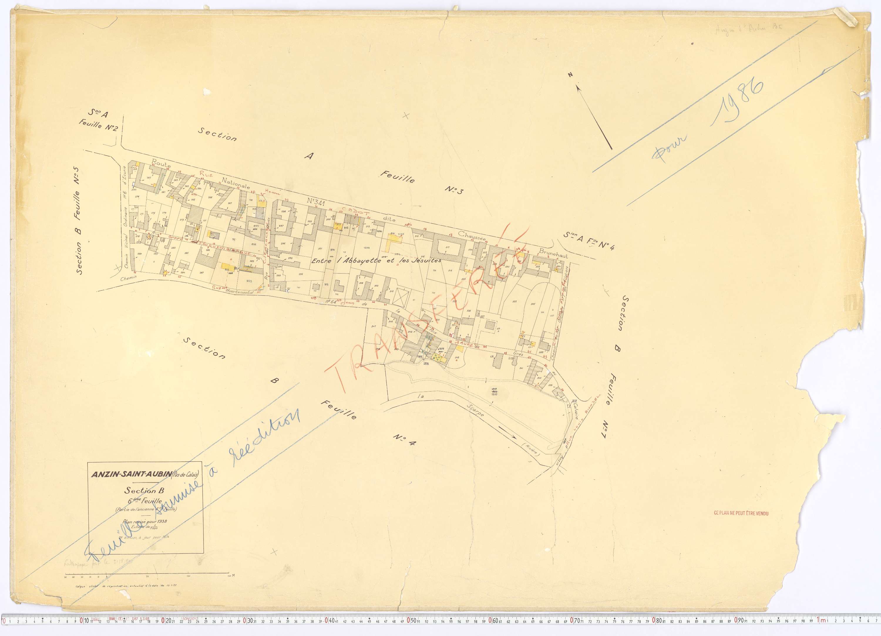 Anzin-Saint-Aubin - Section B, feuille 6.