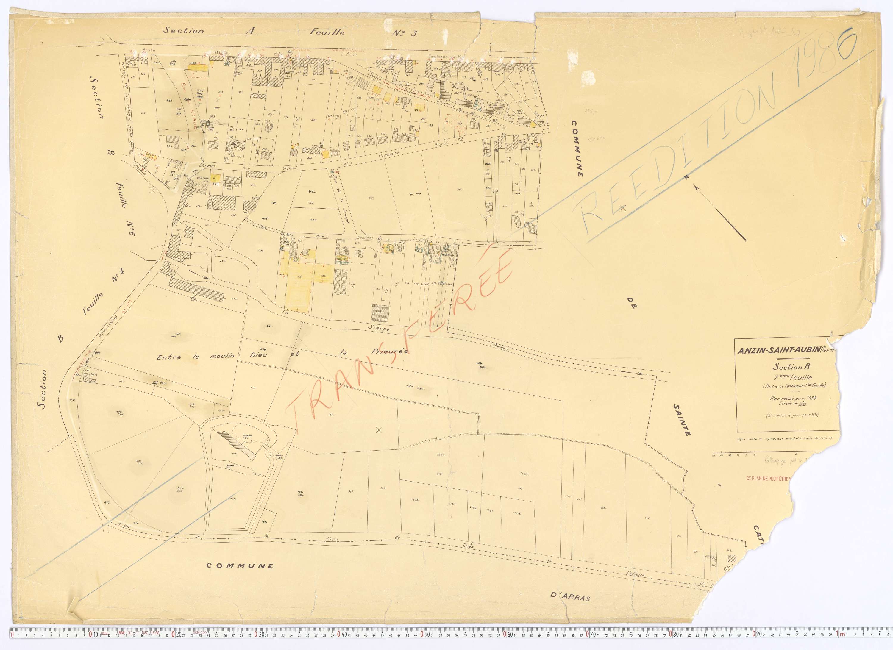 Anzin-Saint-Aubin - Section B, feuille 7.