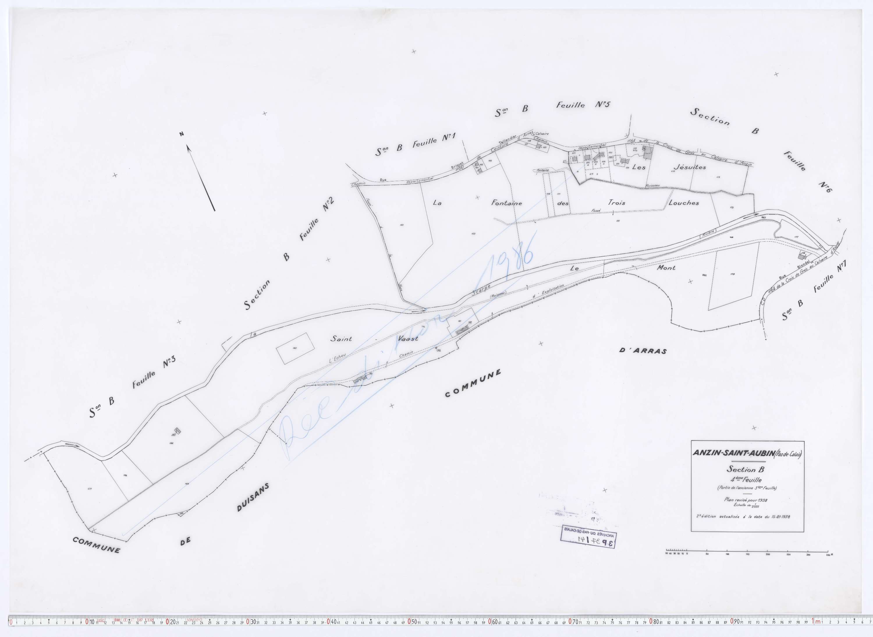 Anzin-Saint-Aubin - Section B, feuille 4.