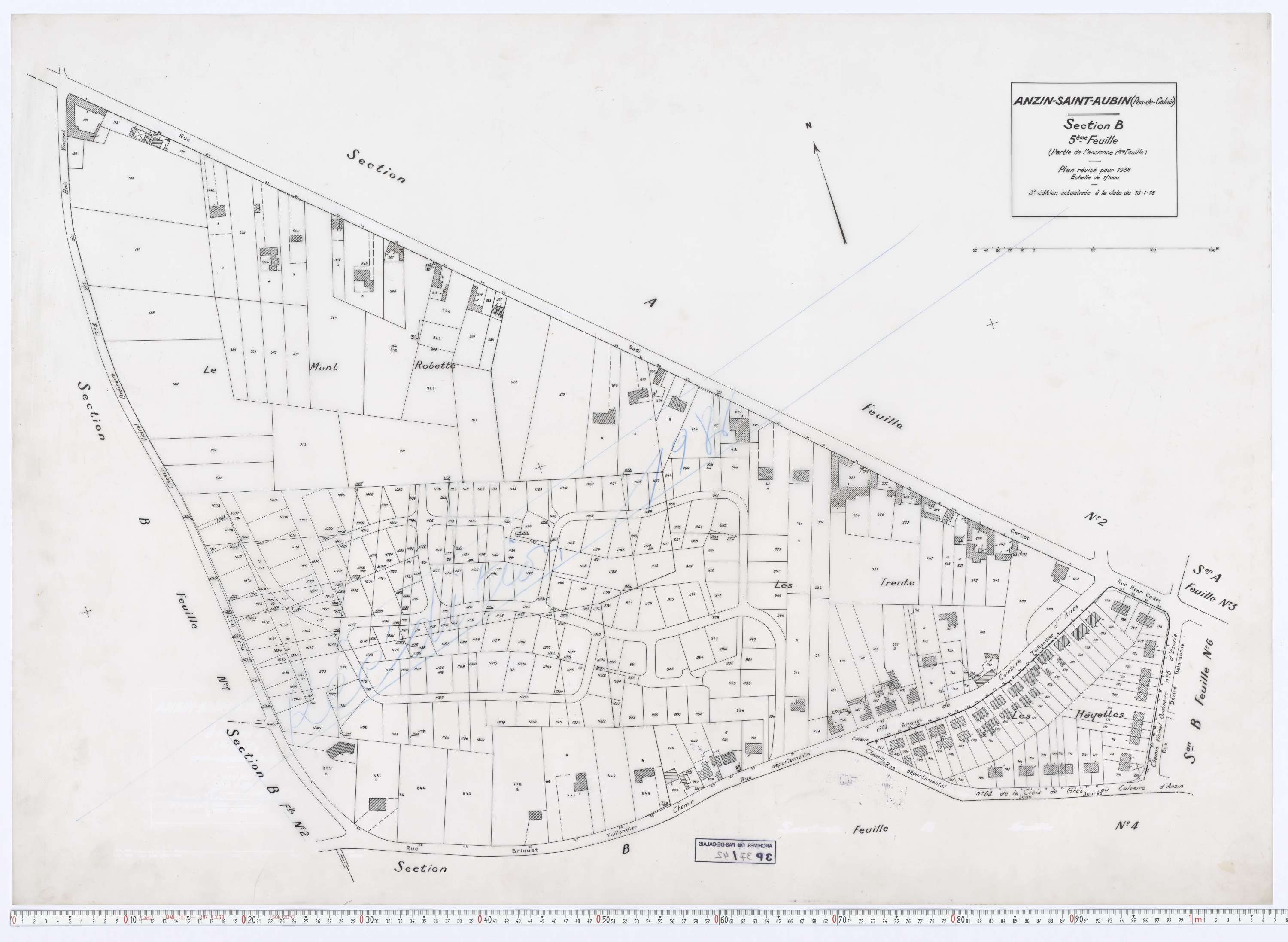 Anzin-Saint-Aubin - Section B, feuille 5.