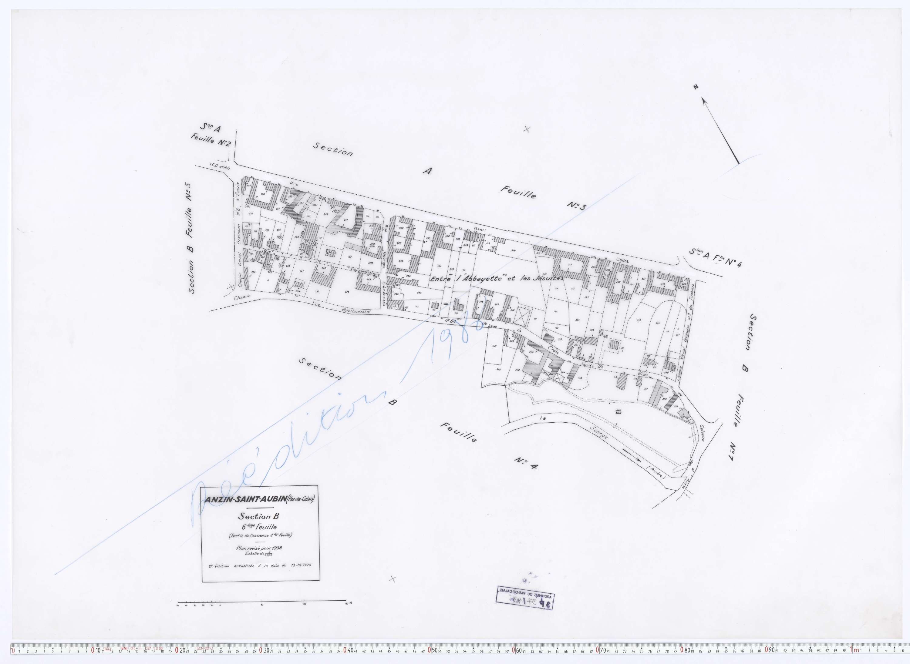 Anzin-Saint-Aubin - Section B, feuille 6.
