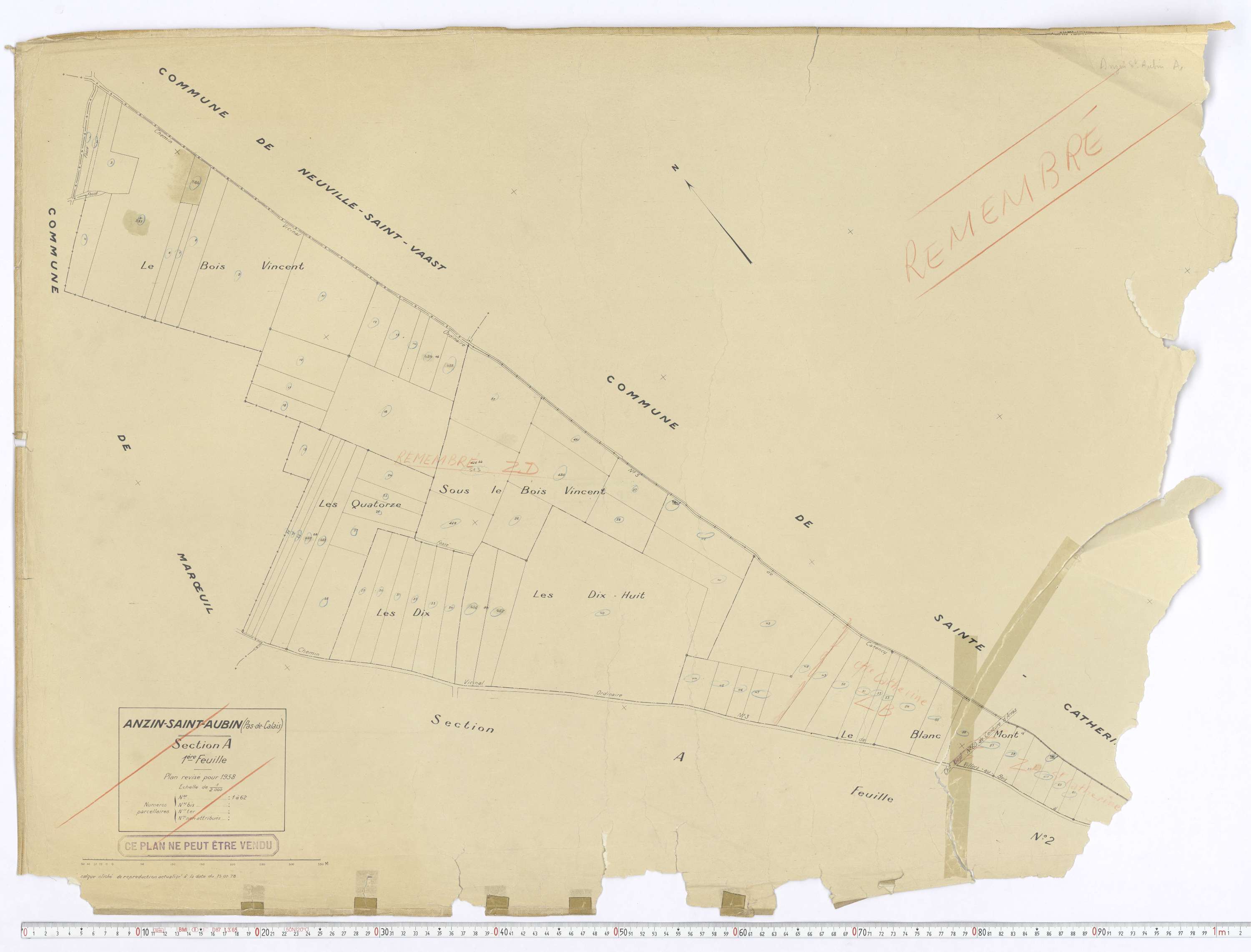 Anzin-Saint-Aubin - Section A, feuille 1.