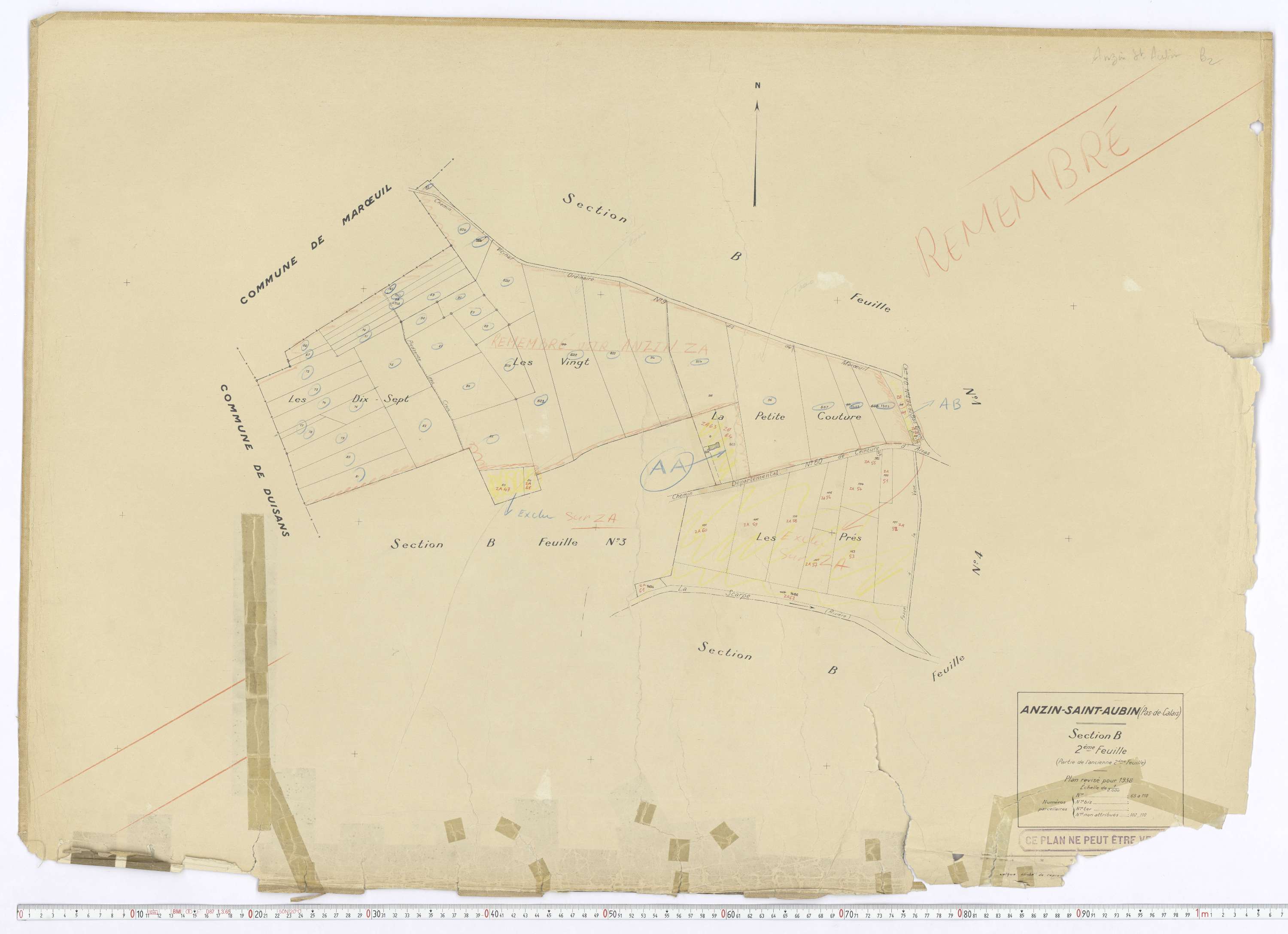 Anzin-Saint-Aubin - Section B, feuille 2.