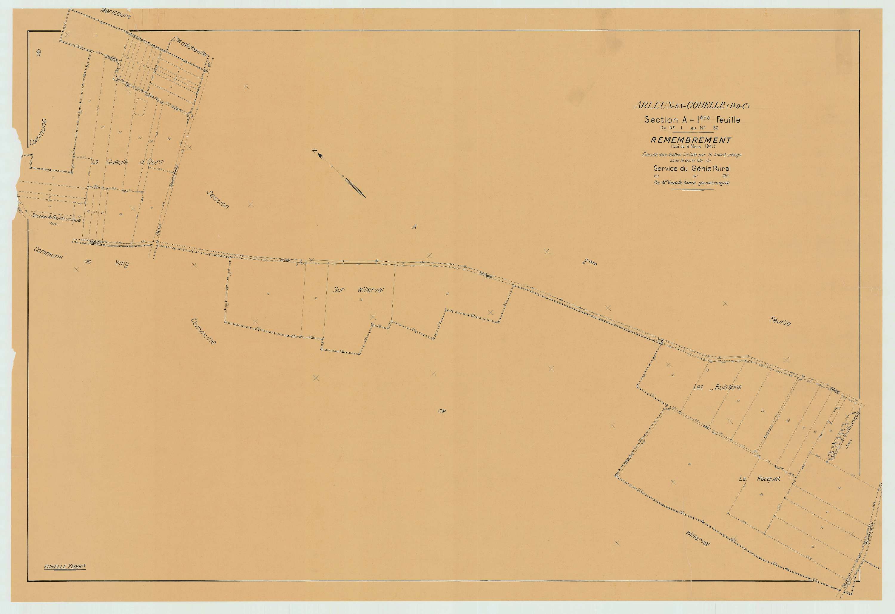 Arleux-en-Gohelle - Plan de remembrement : section A.