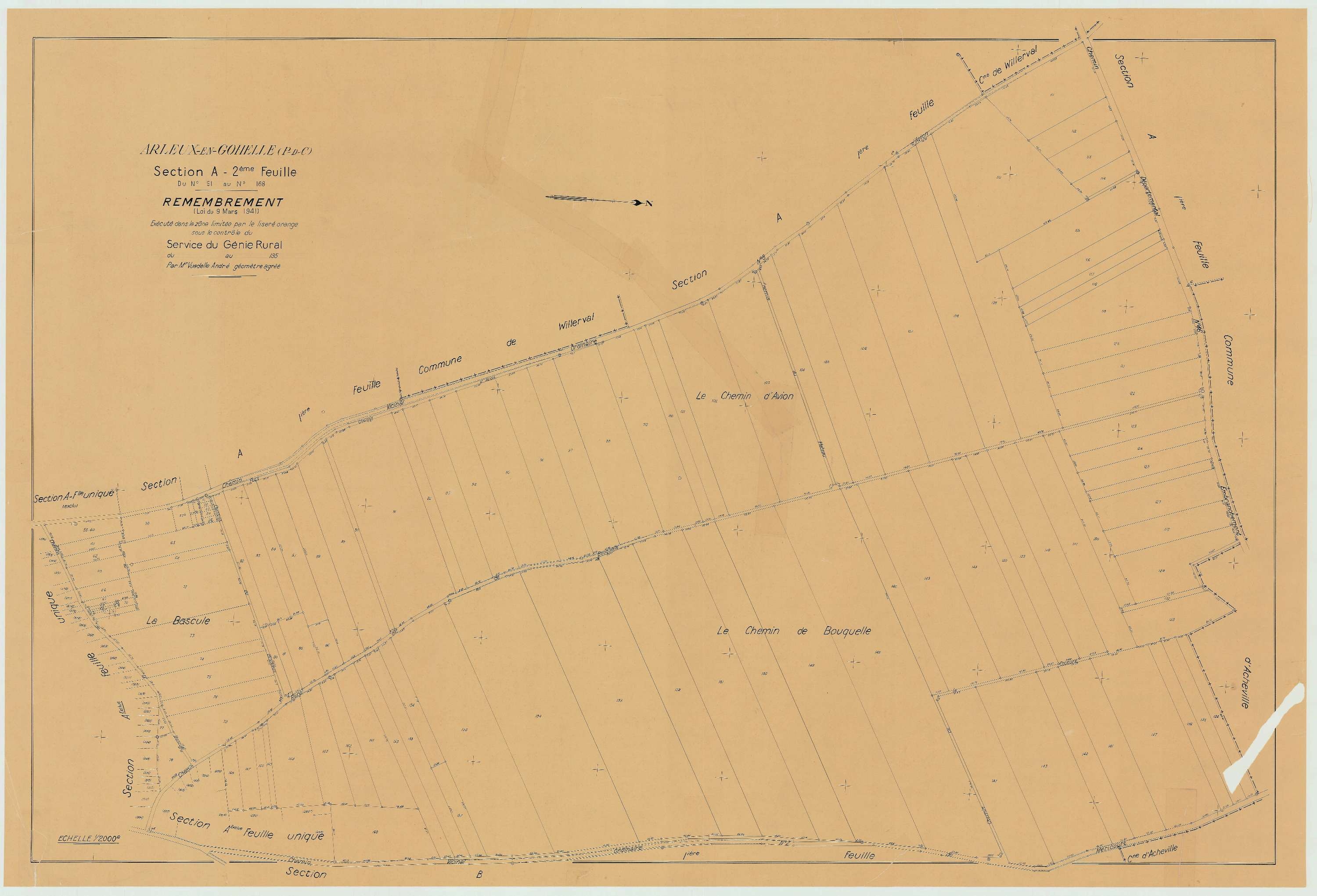 Arleux-en-Gohelle - Plan de remembrement : section A.