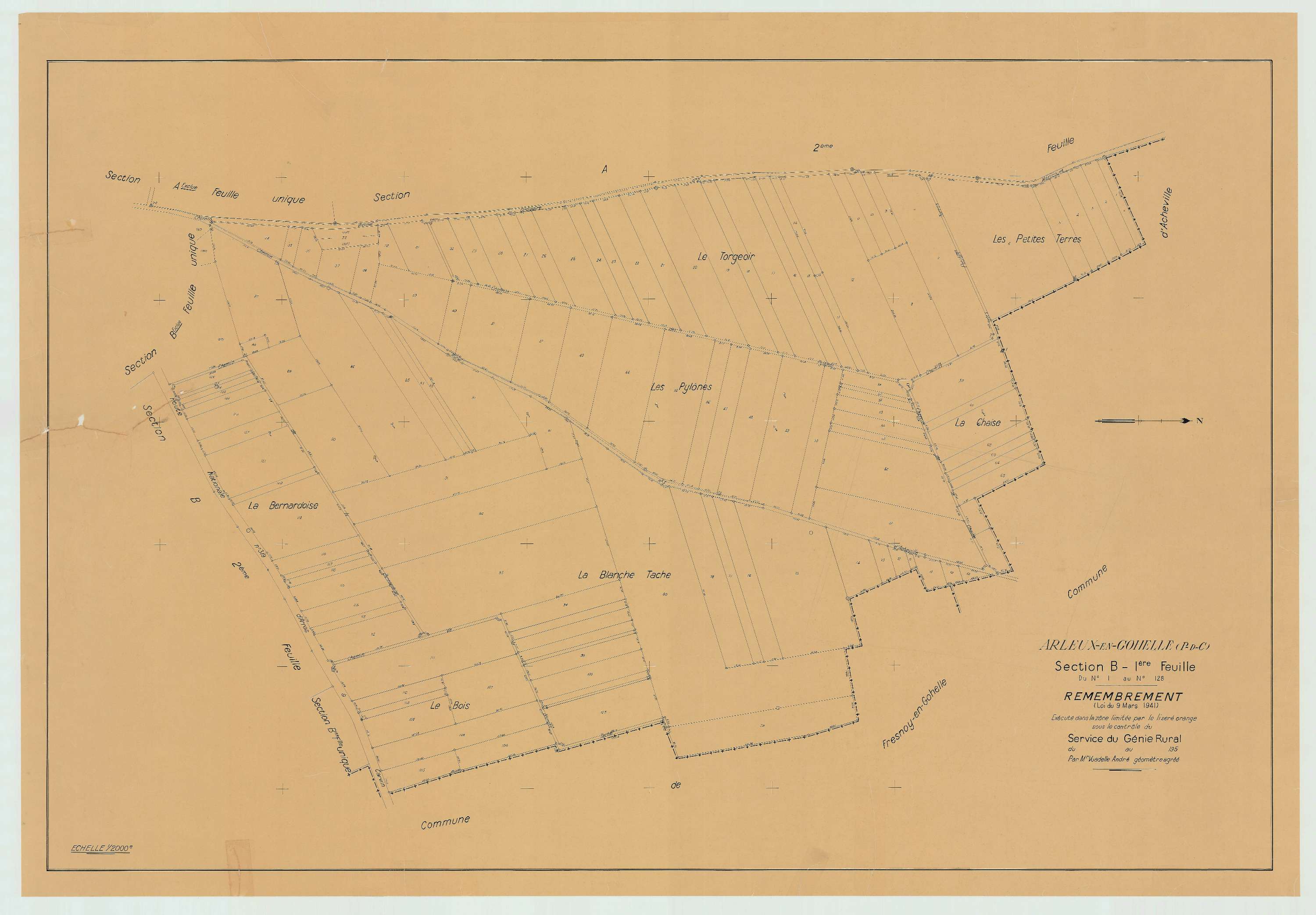 Arleux-en-Gohelle - Plan de remembrement : section BD.