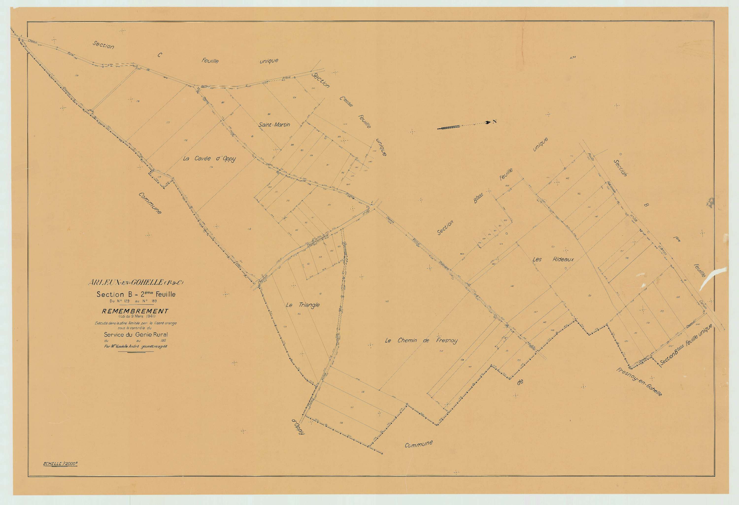 Arleux-en-Gohelle - Plan de remembrement : section BD.