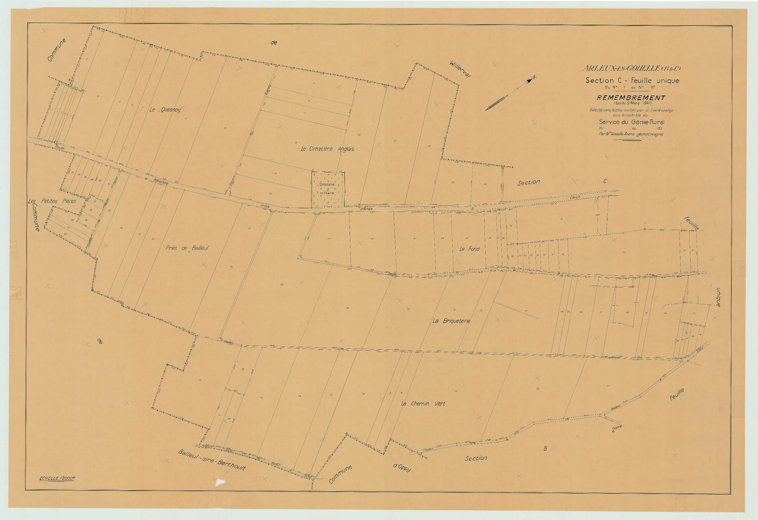Arleux-en-Gohelle - Plan de remembrement : section C.