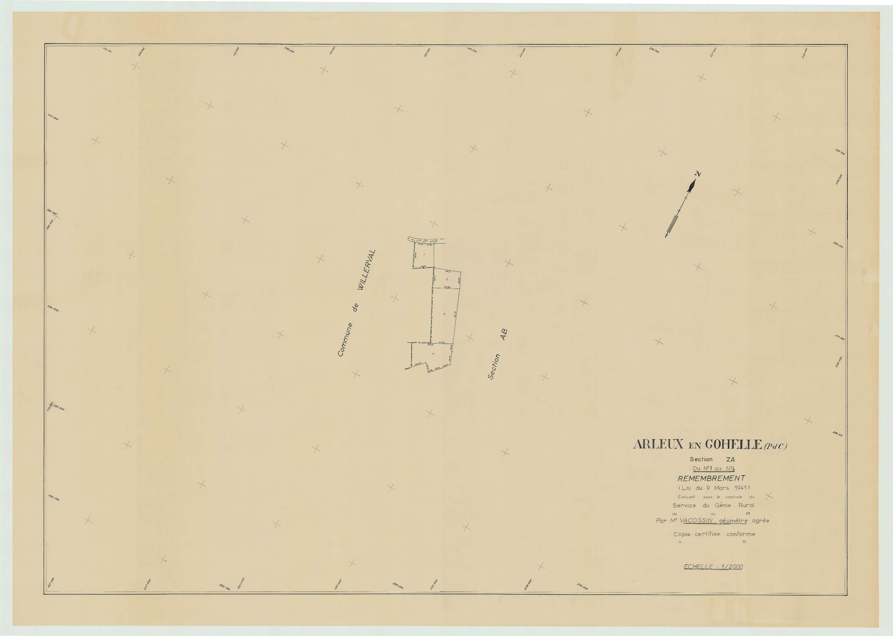Arleux-en-Gohelle - Plan de remembrement : section ZA.