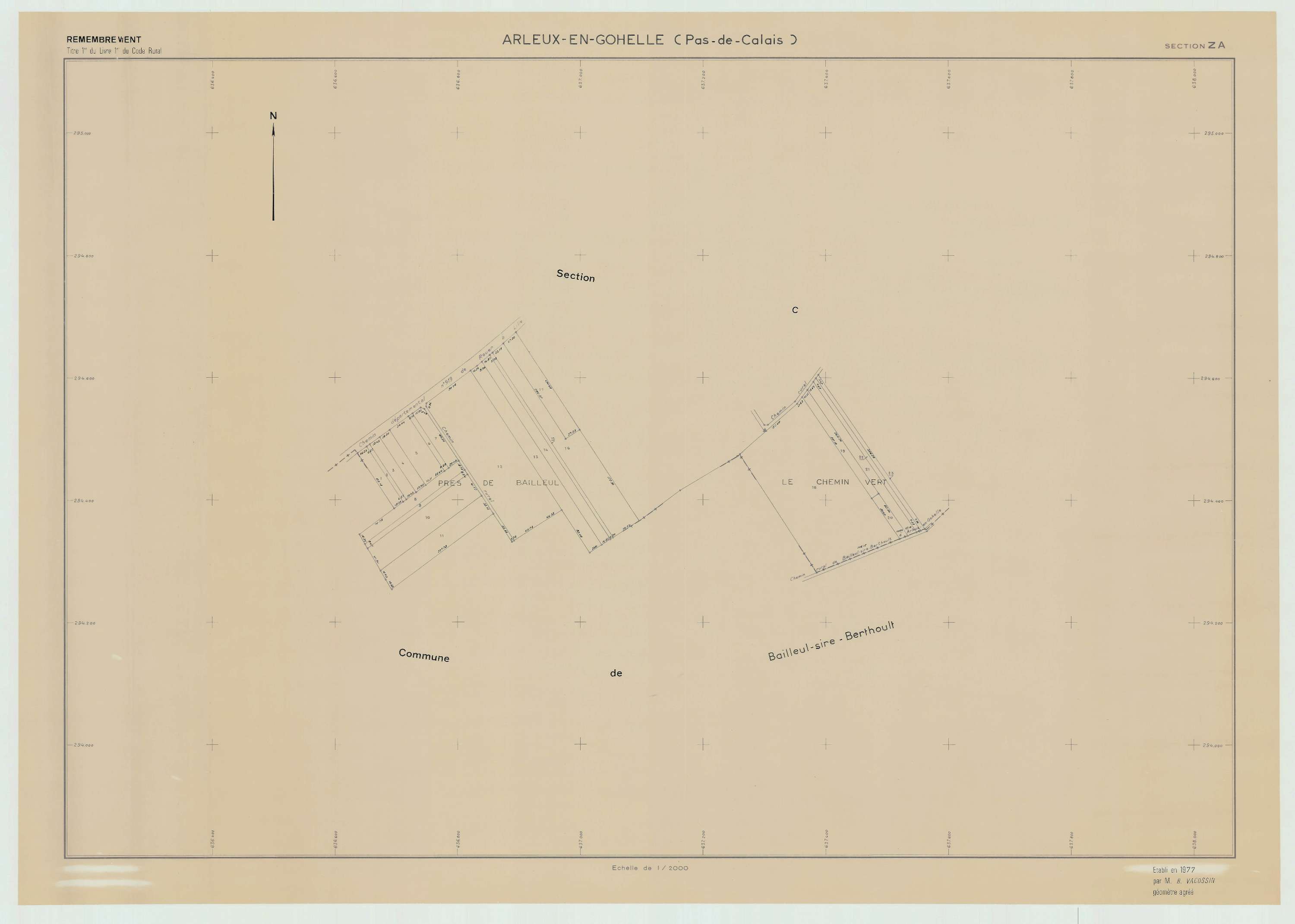 Arleux-en-Gohelle - Plan de remembrement : section ZA.