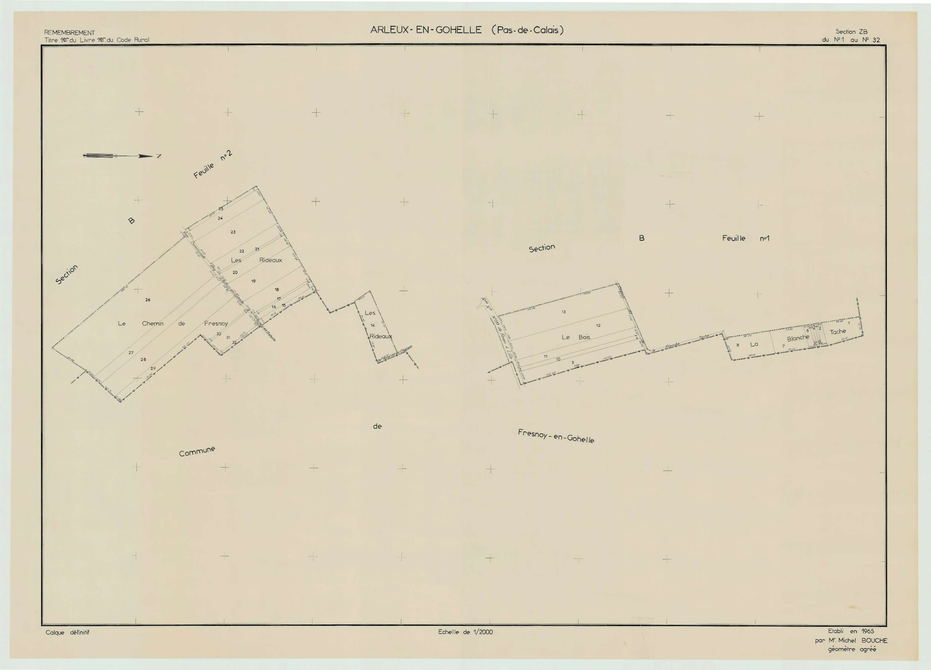 Arleux-en-Gohelle - Plan de remembrement : section ZB.