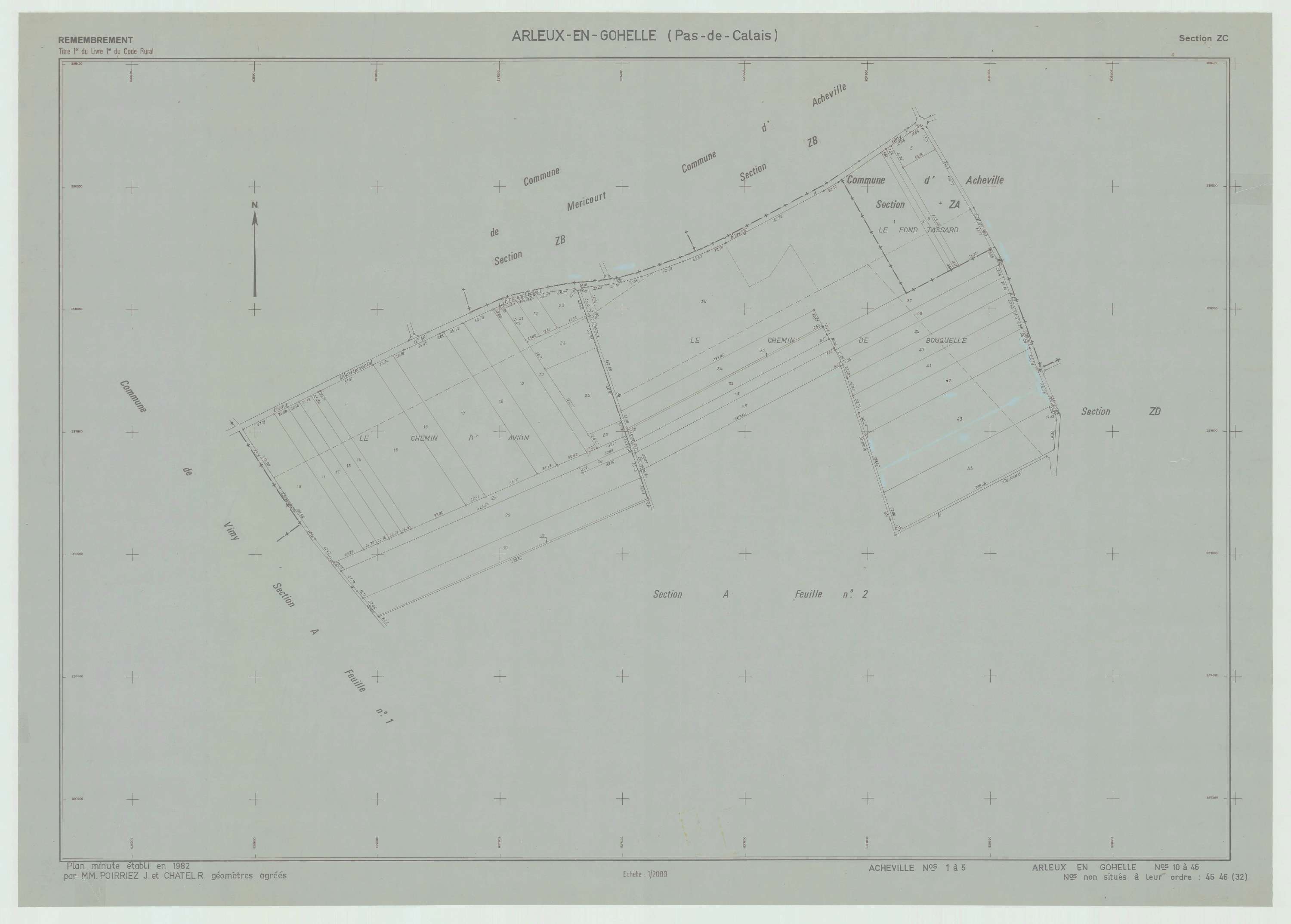 Arleux-en-Gohelle - Plan de remembrement : section ZC.