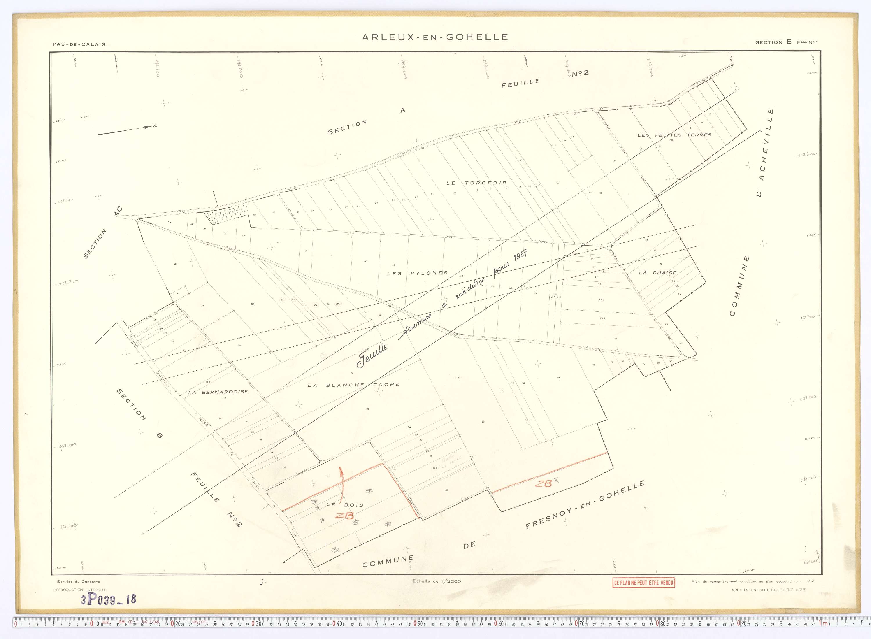 Arleux-en-Gohelle - Section B, feuille 1.