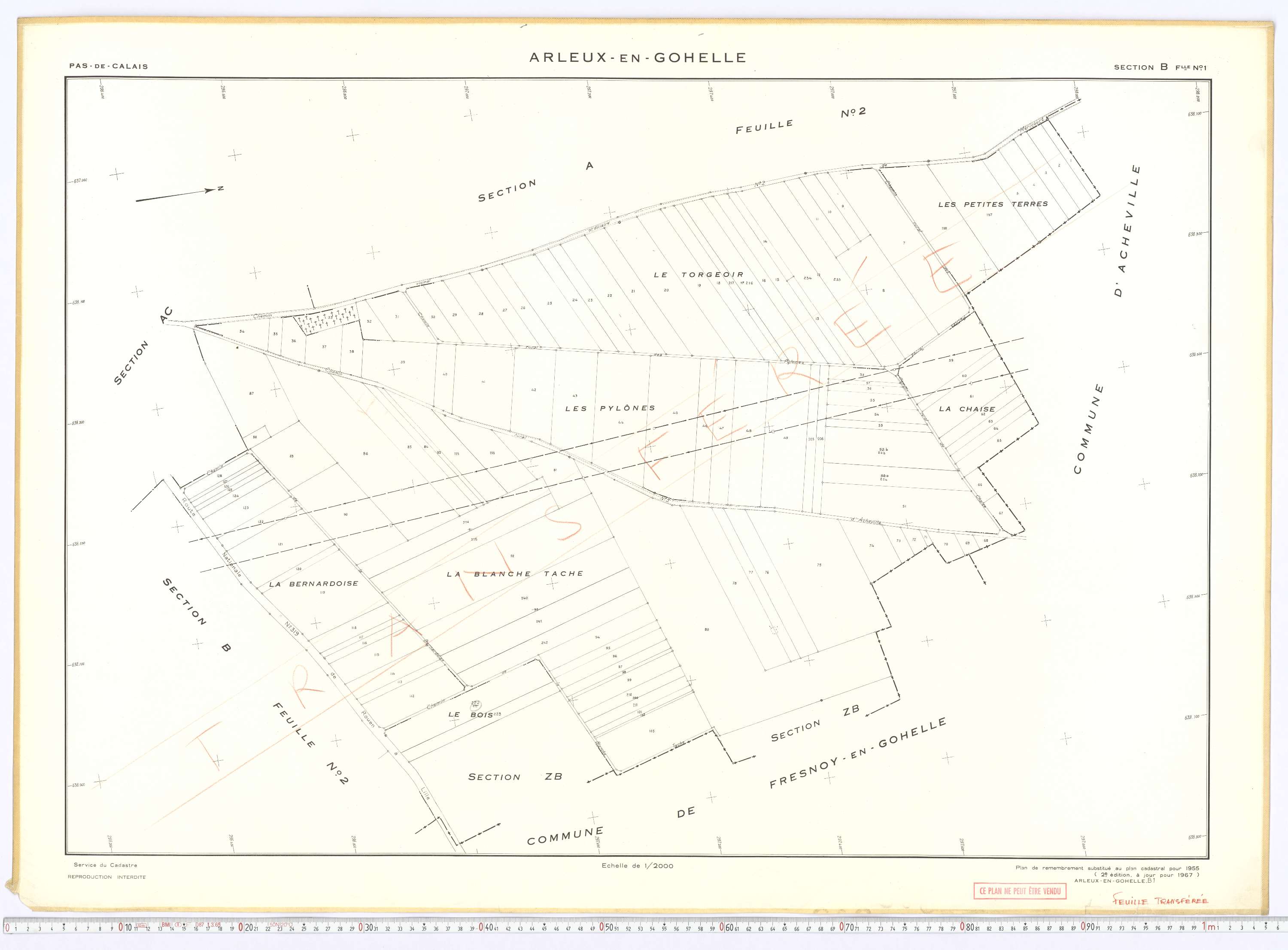 Arleux-en-Gohelle - Section B, feuille 1.