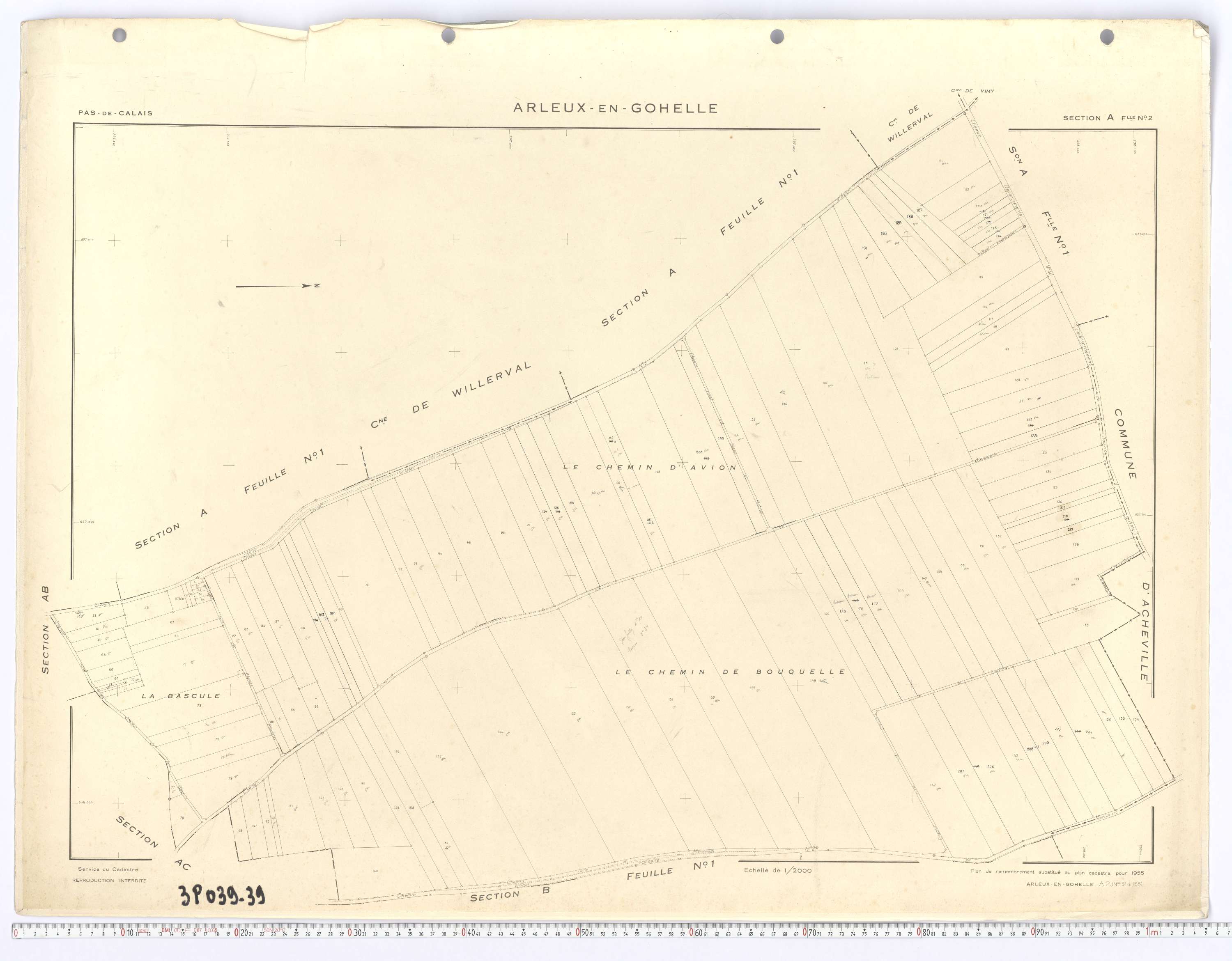 Arleux-en-Gohelle - Section A, feuille 2.