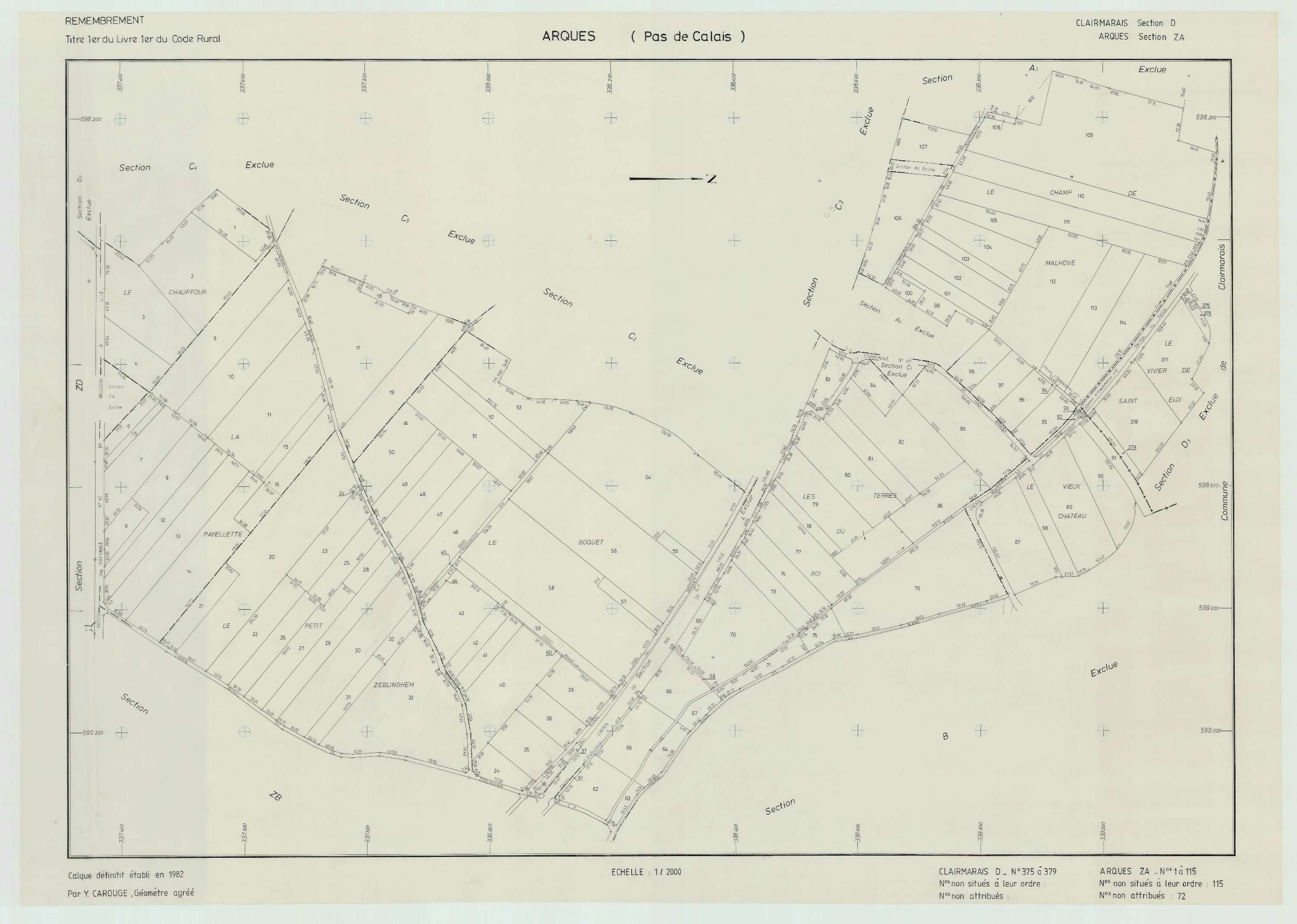 Arques - Plan de remembrement : section ZA.