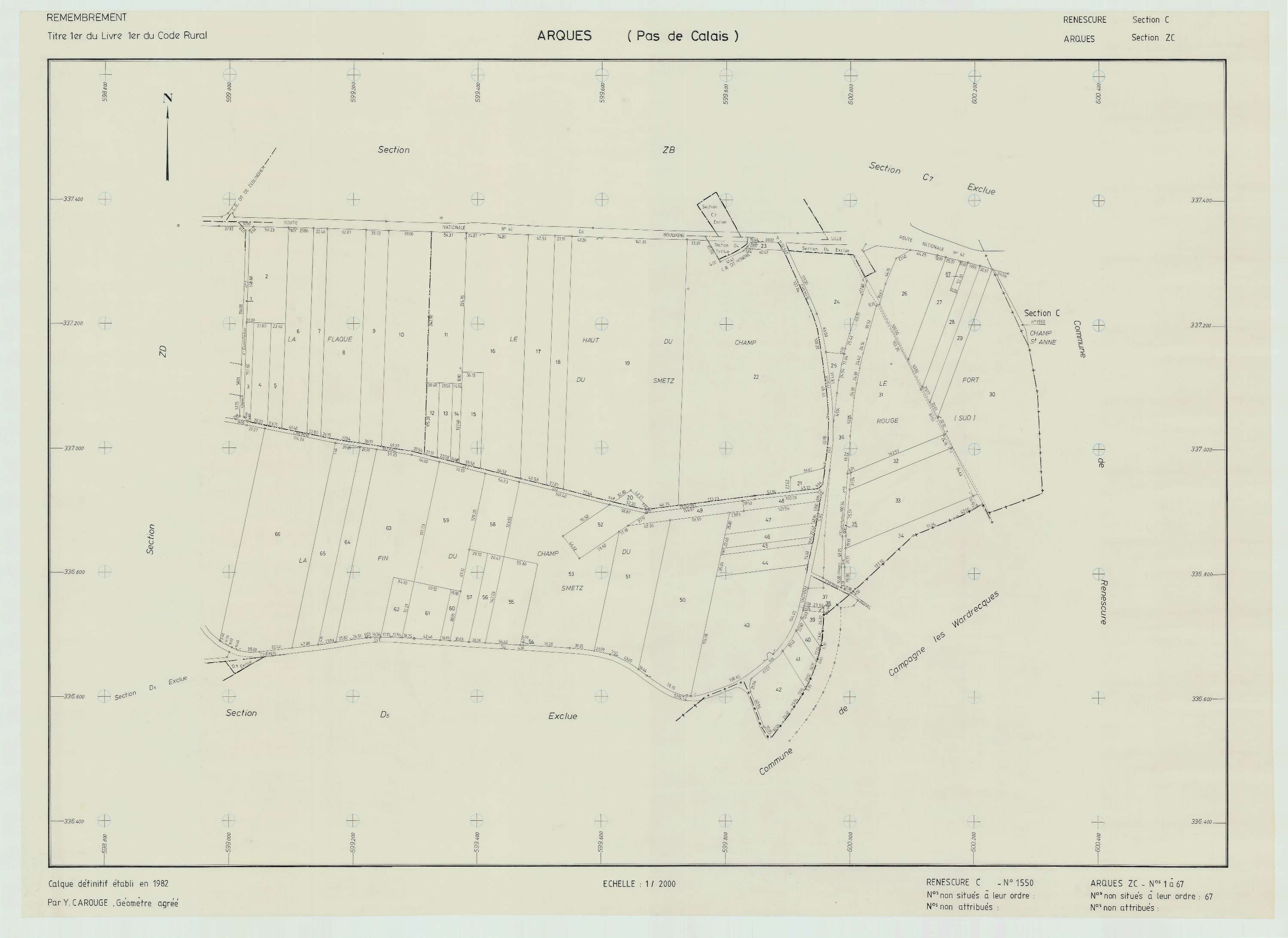Arques - Plan de remembrement : section ZC.