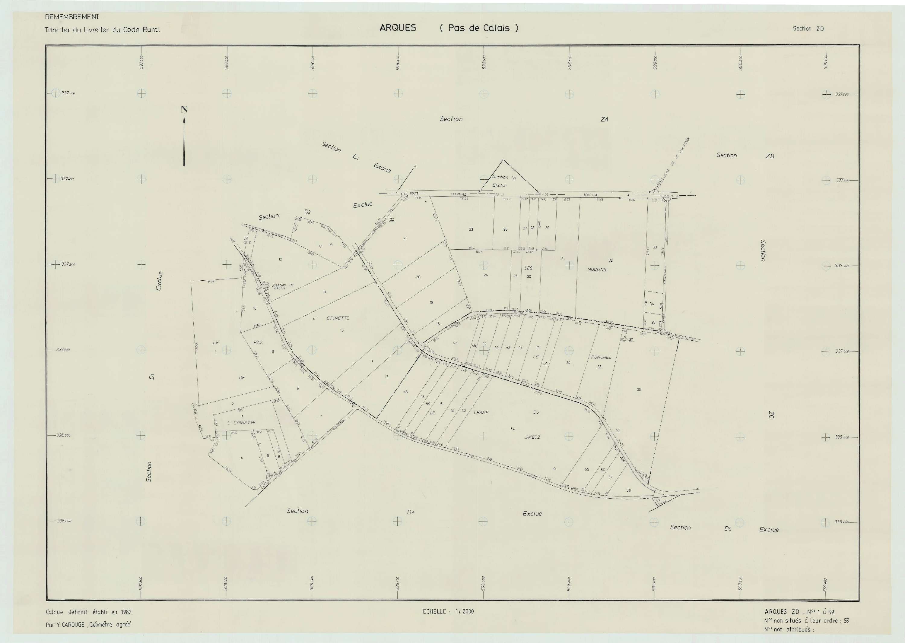 Arques - Plan de remembrement : section ZD.
