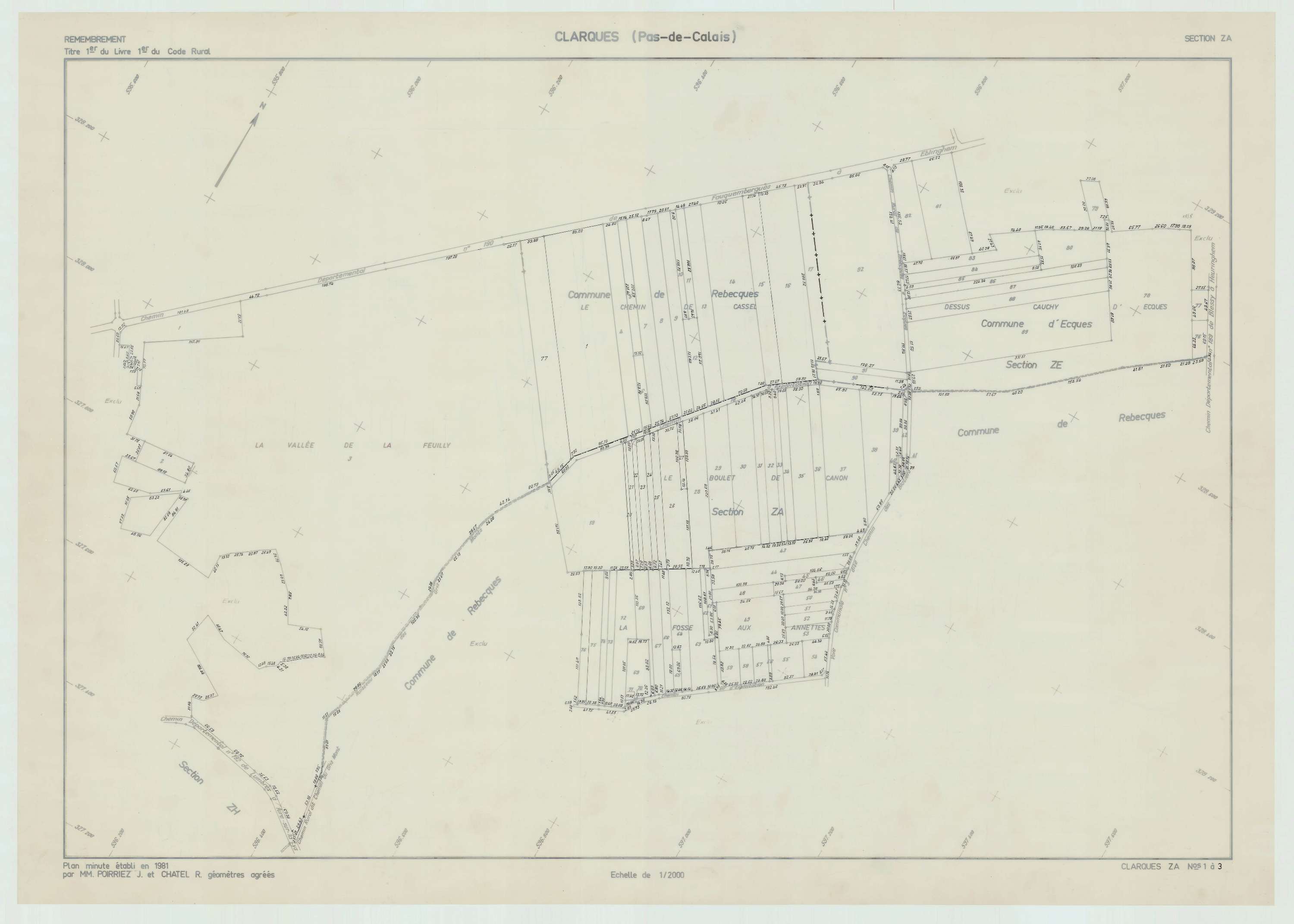 Arques - Plan de remembrement : section ZA.