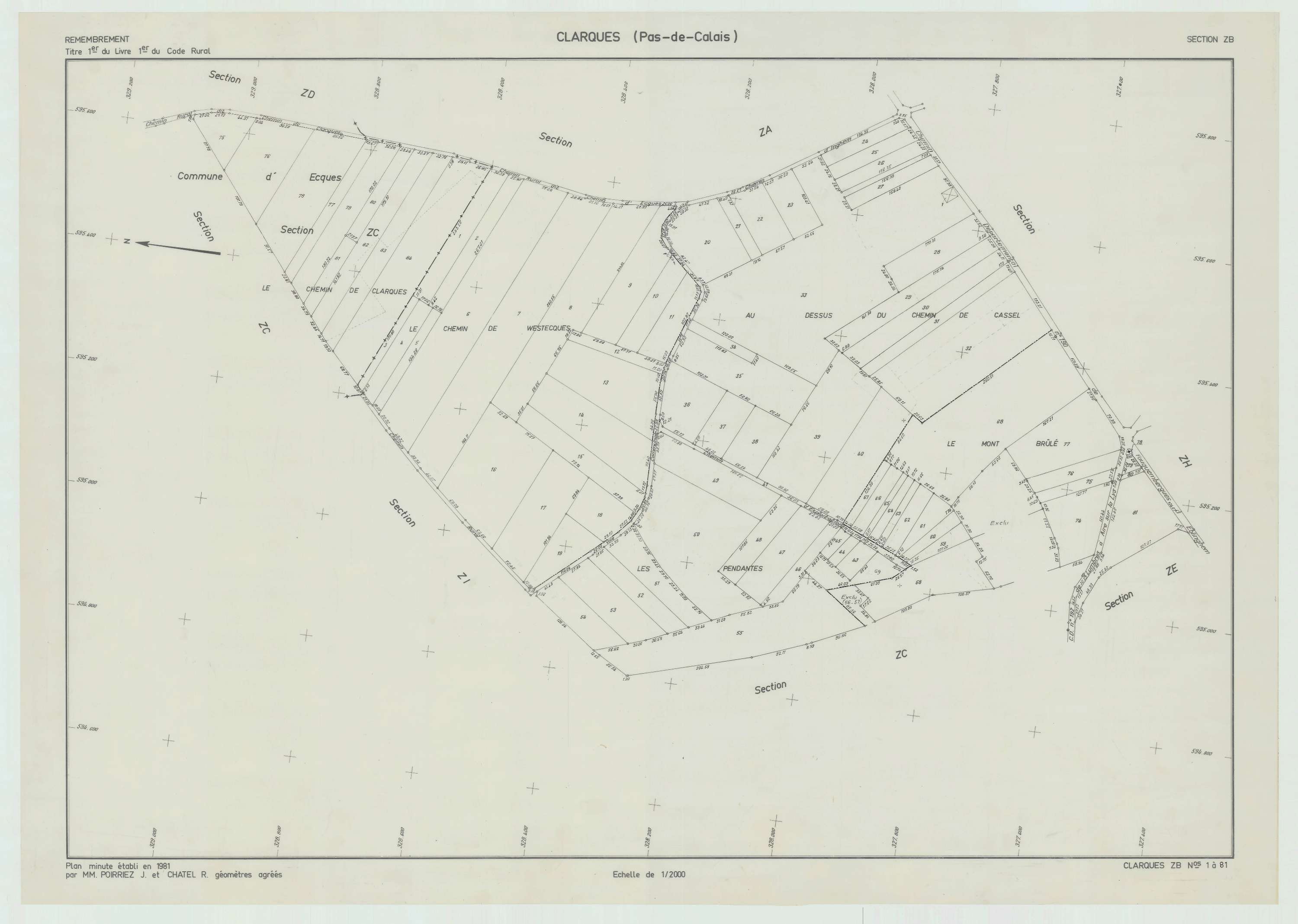 Arques - Plan de remembrement : section ZB.