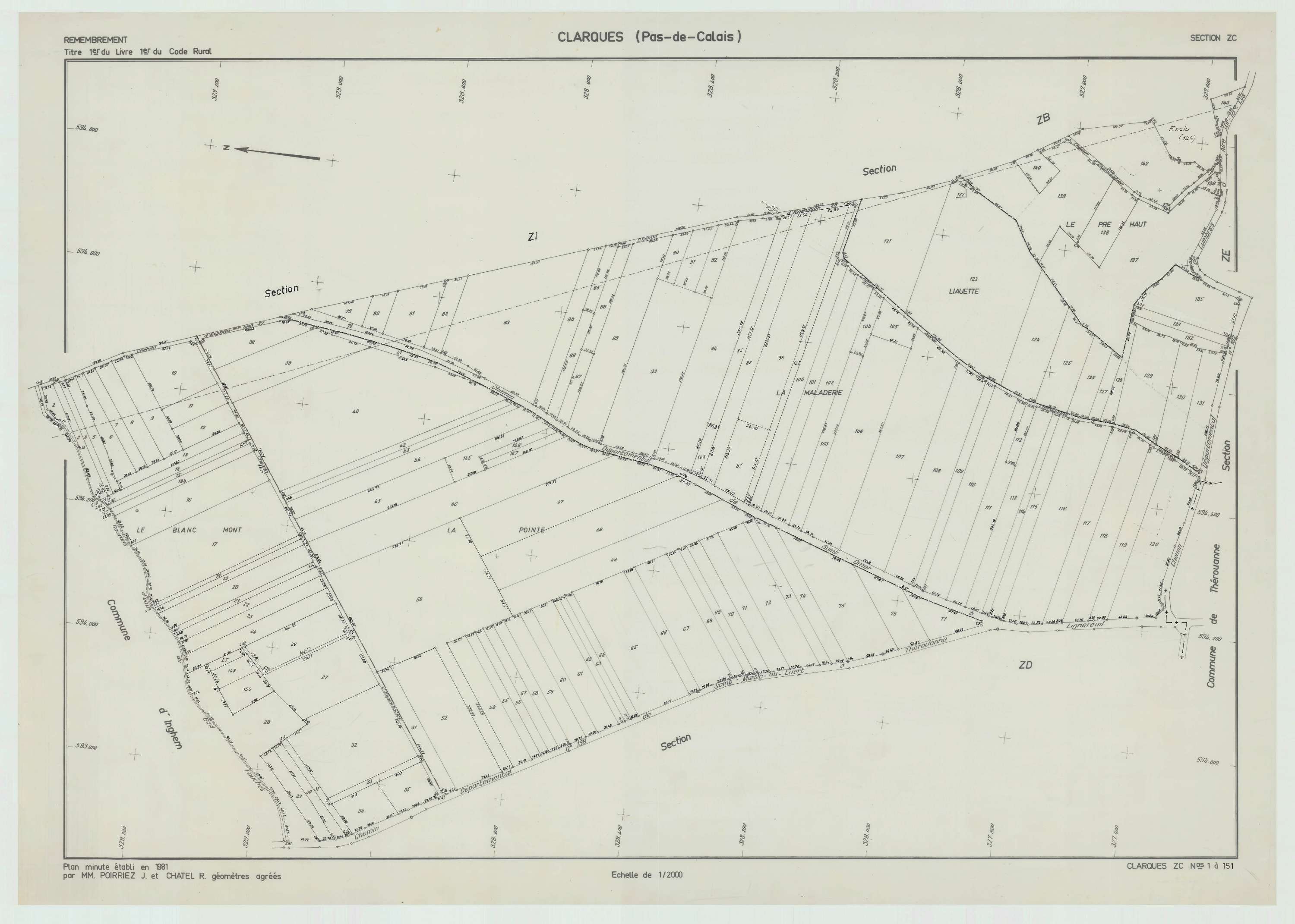 Arques - Plan de remembrement : section ZC.