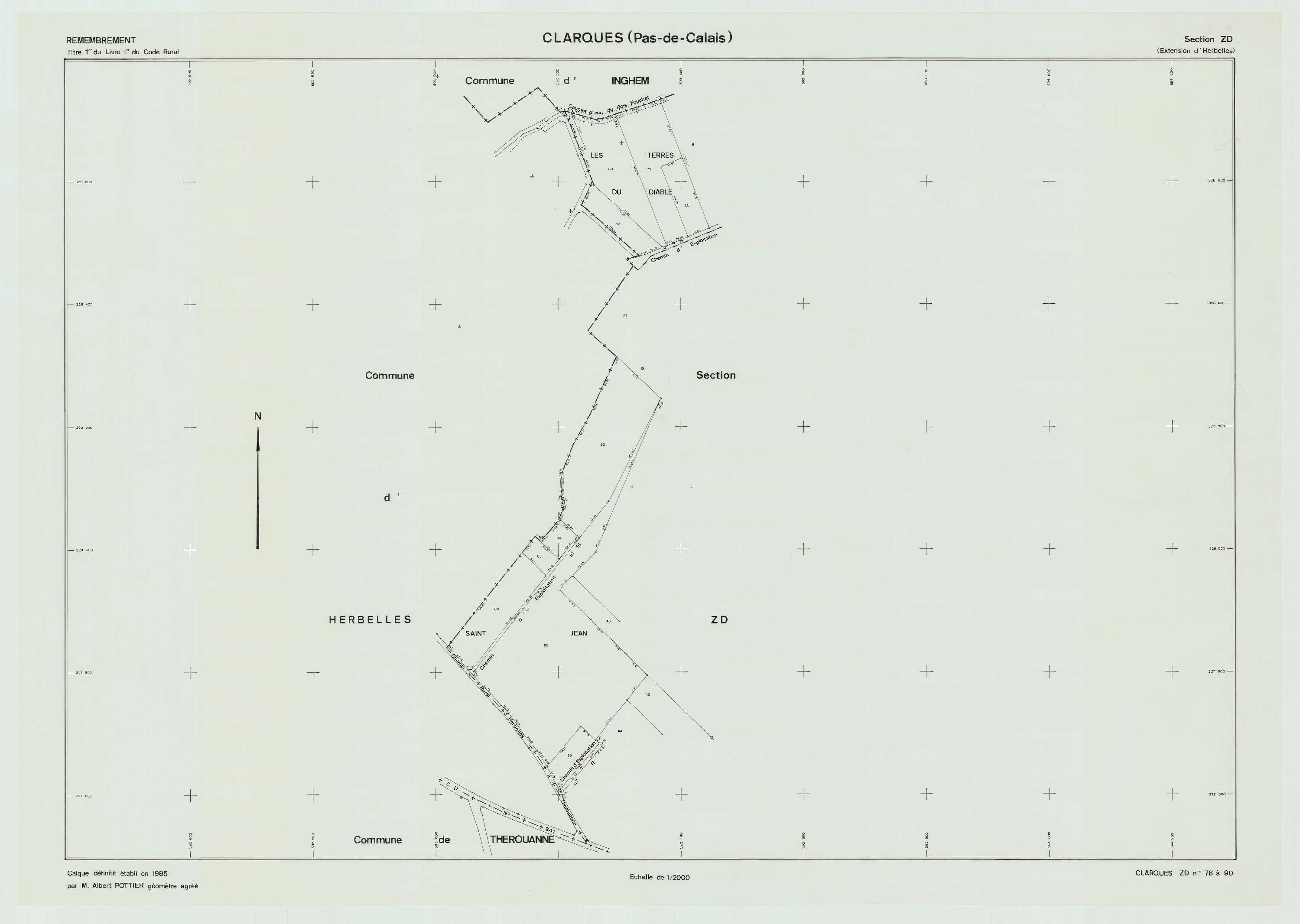 Arques - Plan de remembrement : section ZD.