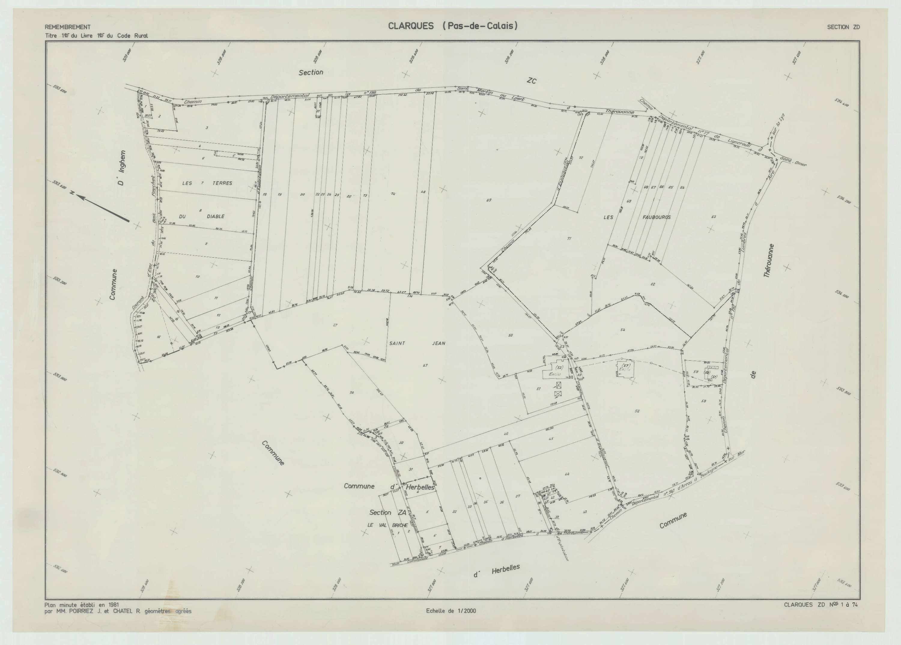 Arques - Plan de remembrement : section ZD.