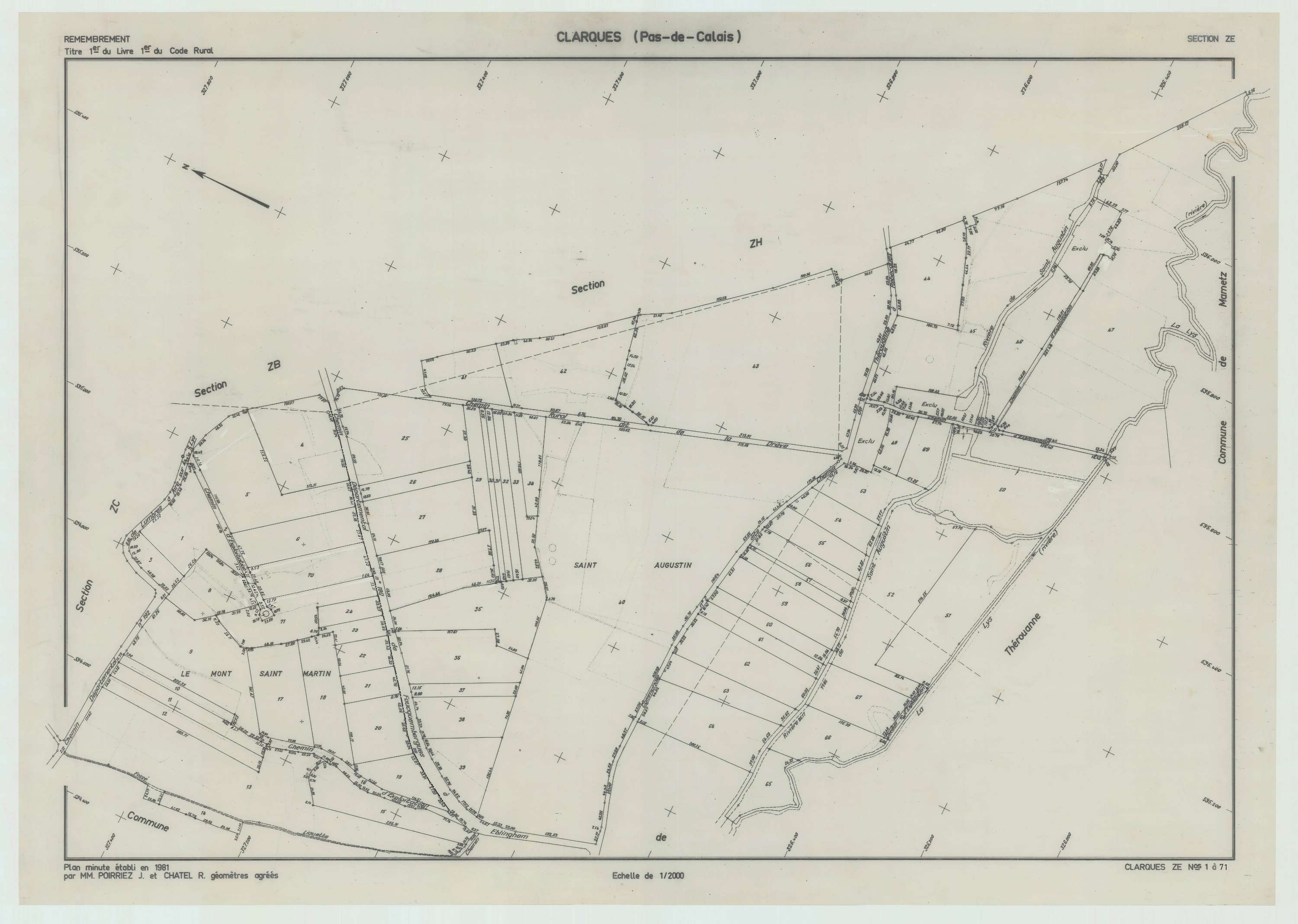 Arques - Plan de remembrement : section ZE.