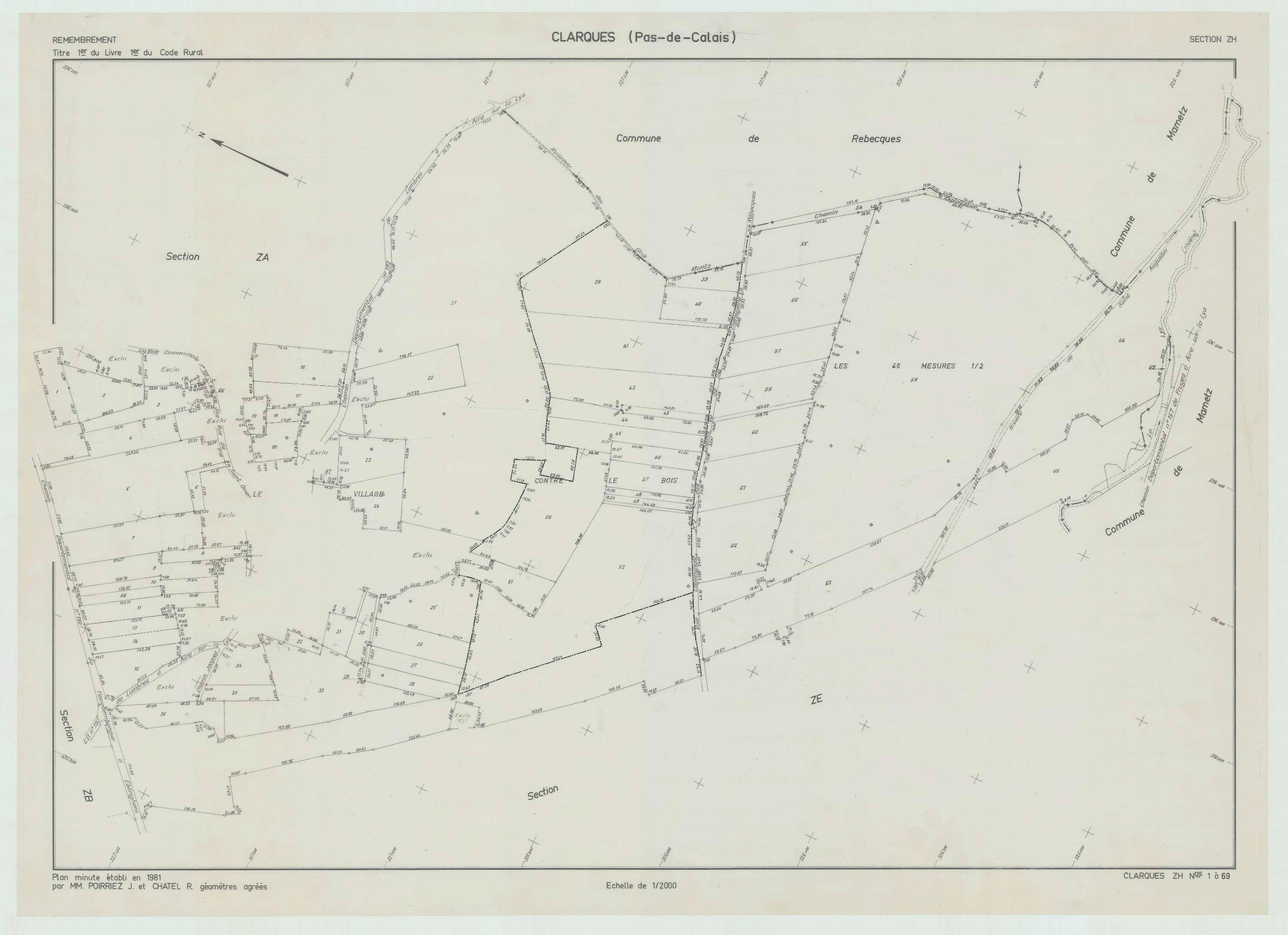 Arques - Plan de remembrement : section ZH.
