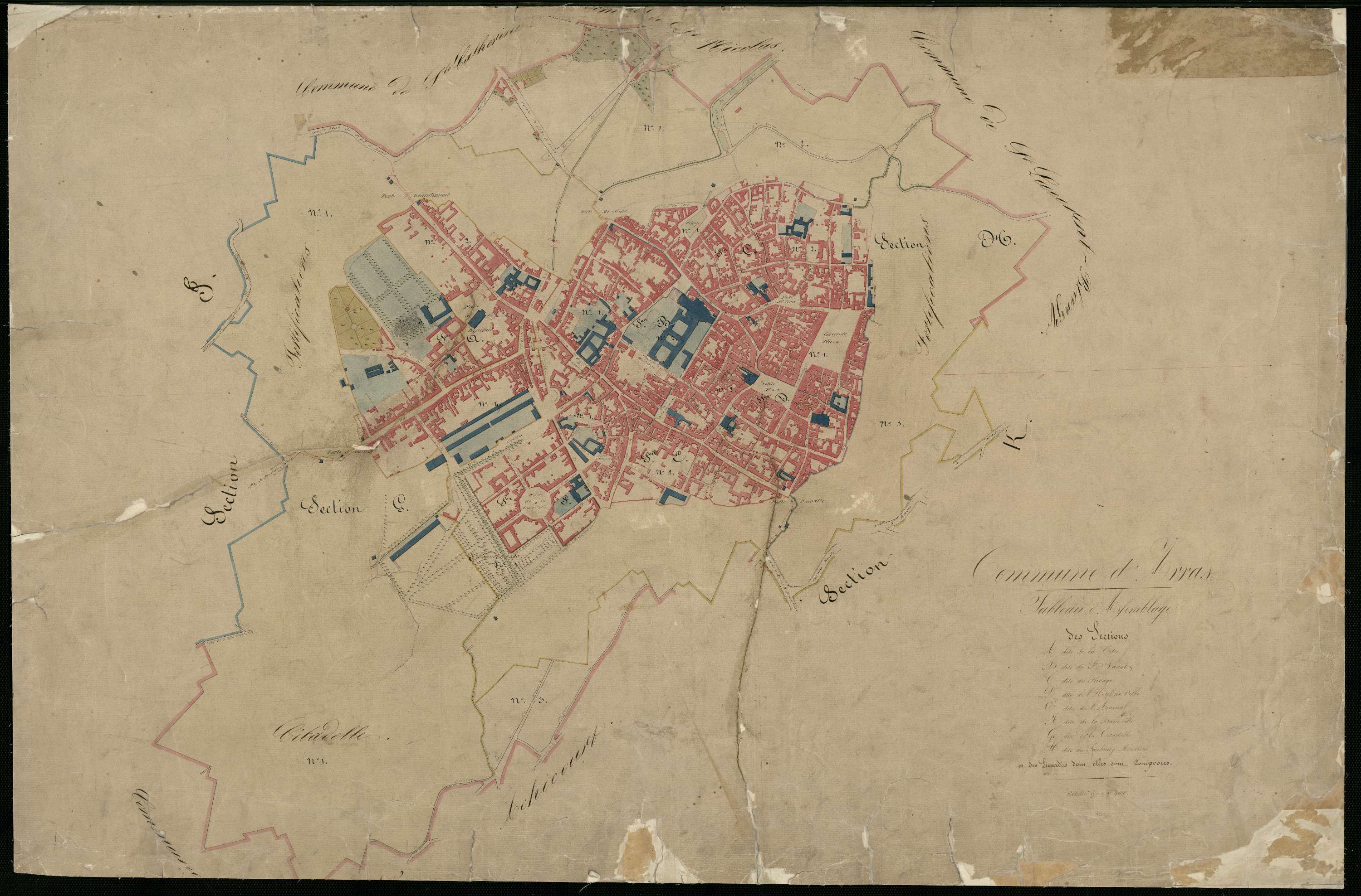 Arras - Sections A à H : tableau d'assemblage