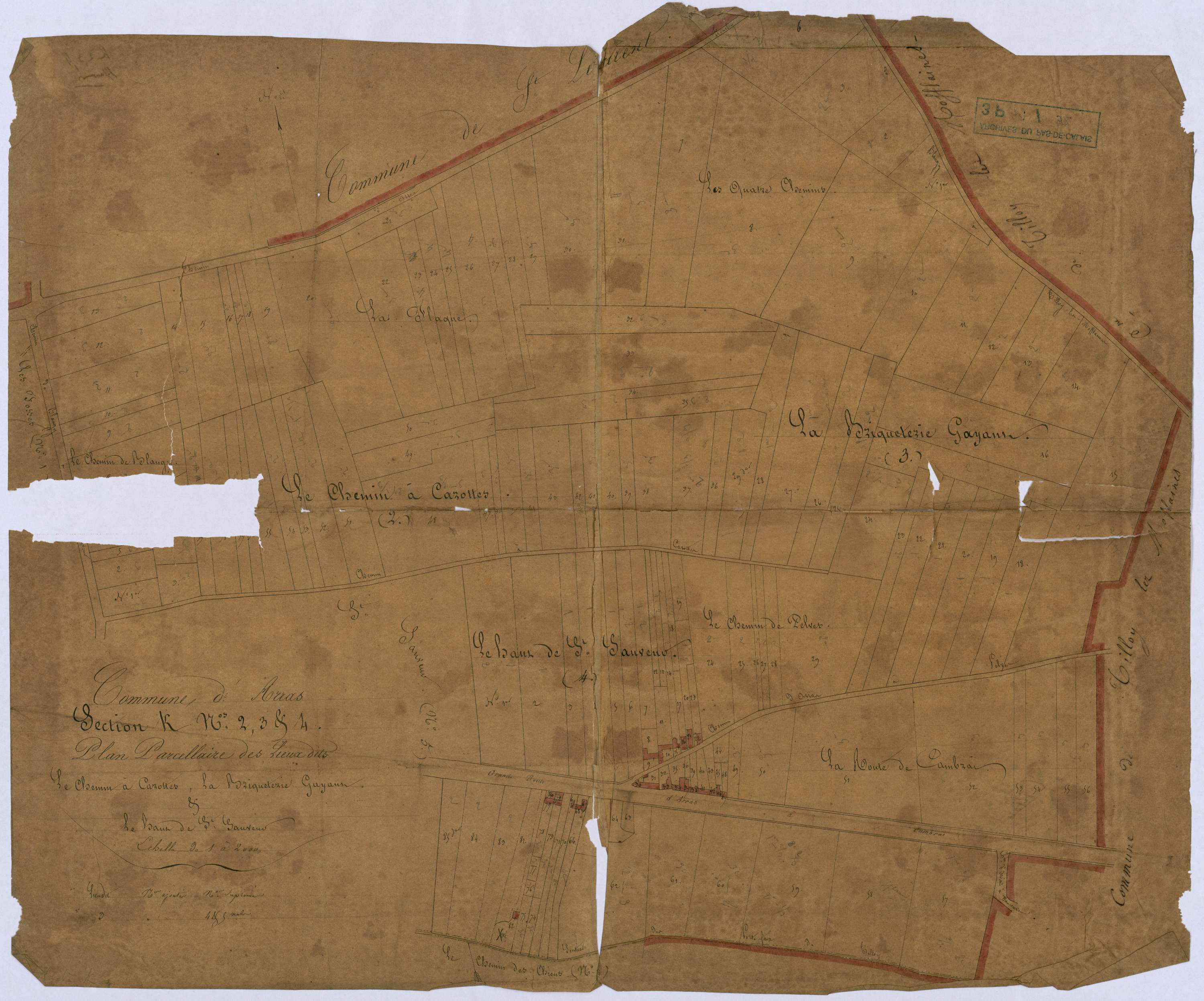 Arras - Section K, 2e, 3e et 4e feuilles