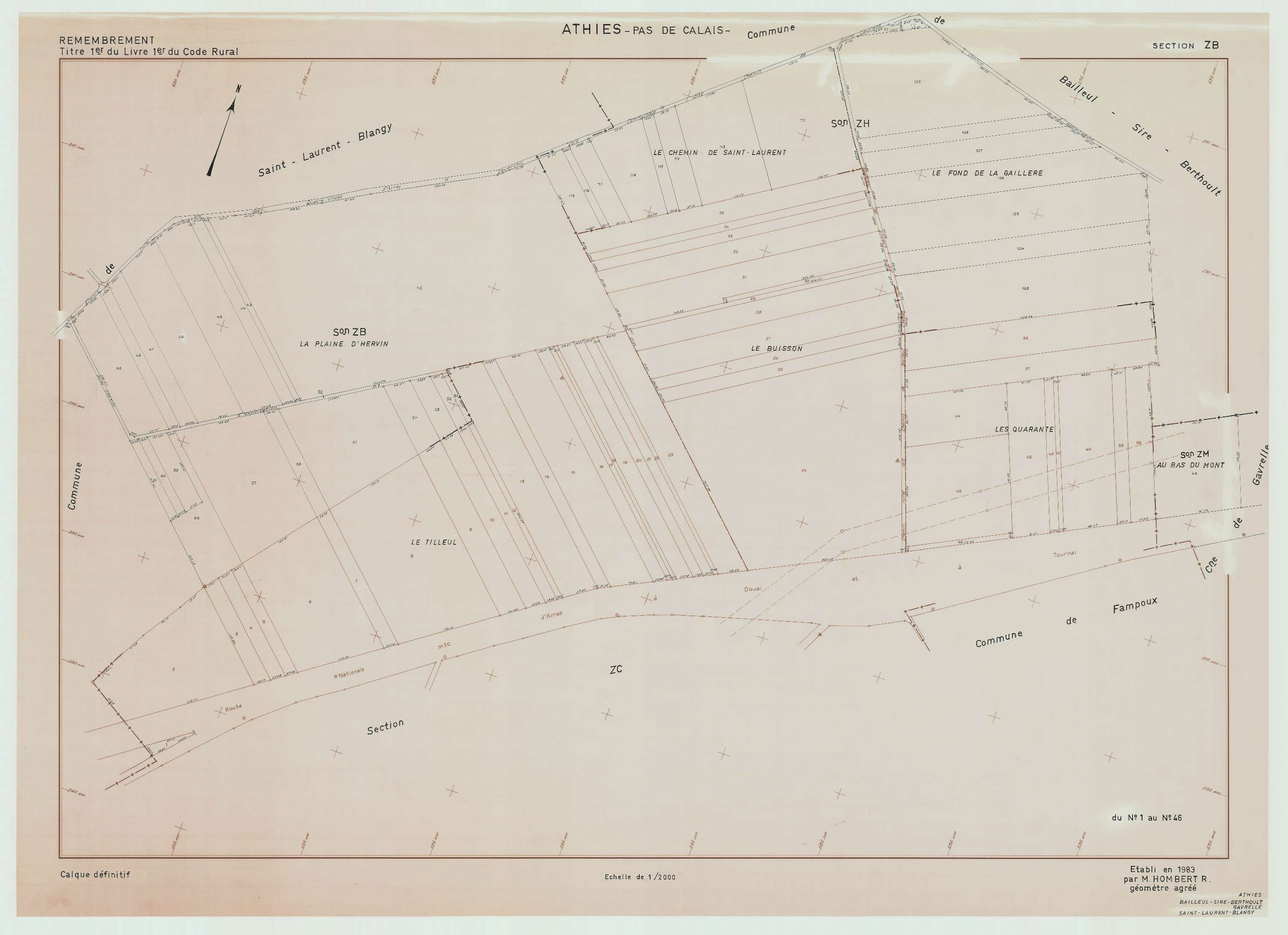 Athies - Plan de remembrement : section ZB.