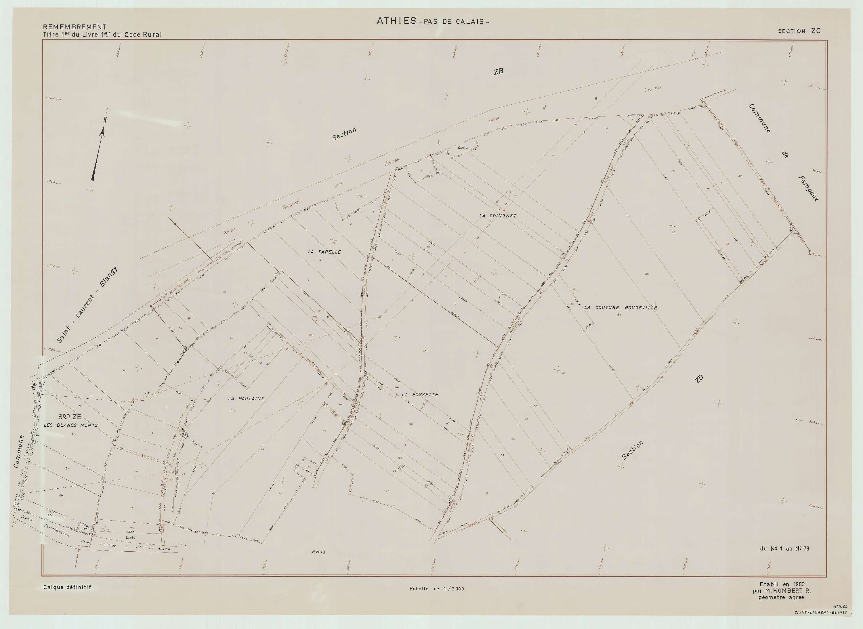 Athies - Plan de remembrement : section ZC.