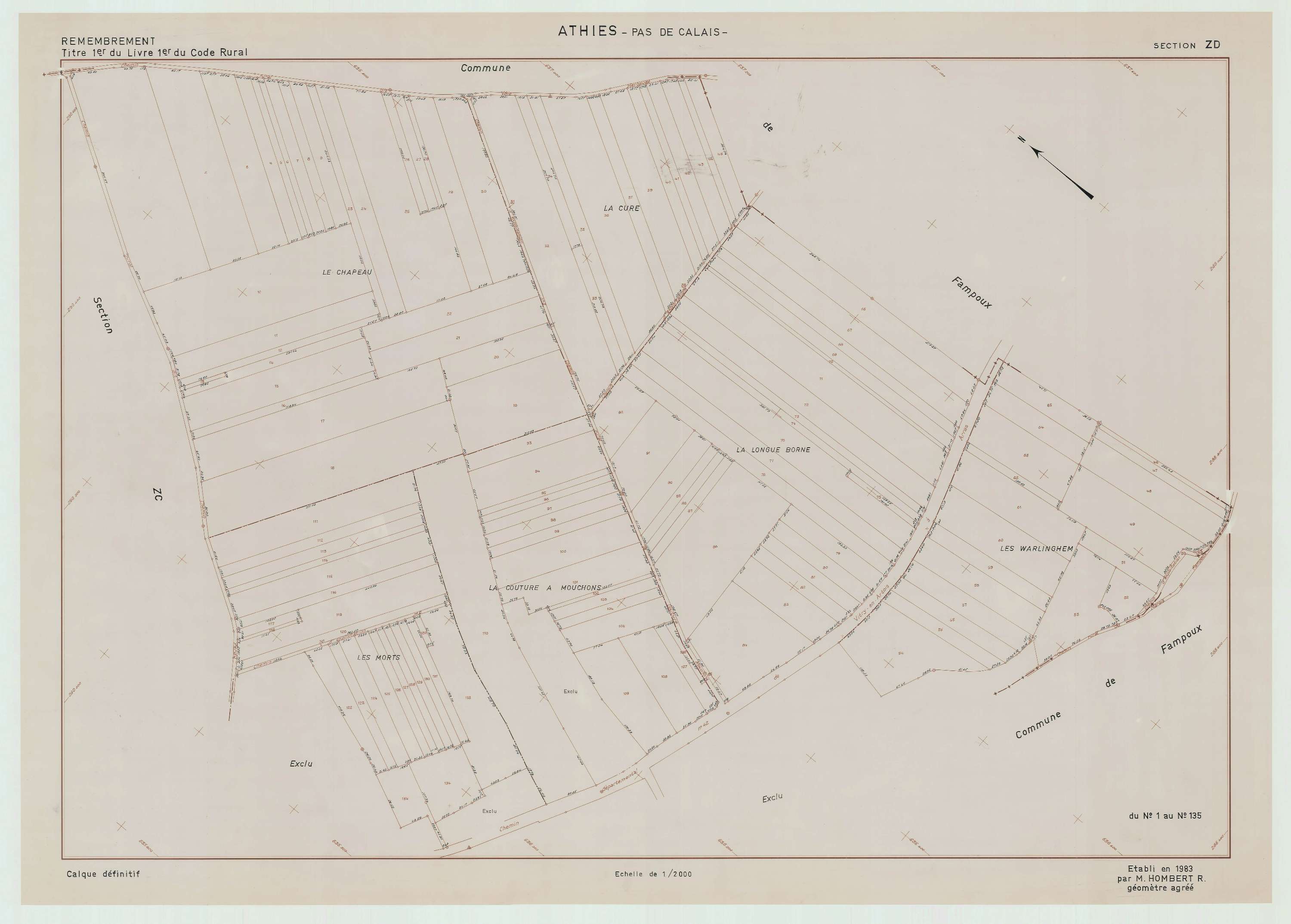 Athies - Plan de remembrement : section ZD.