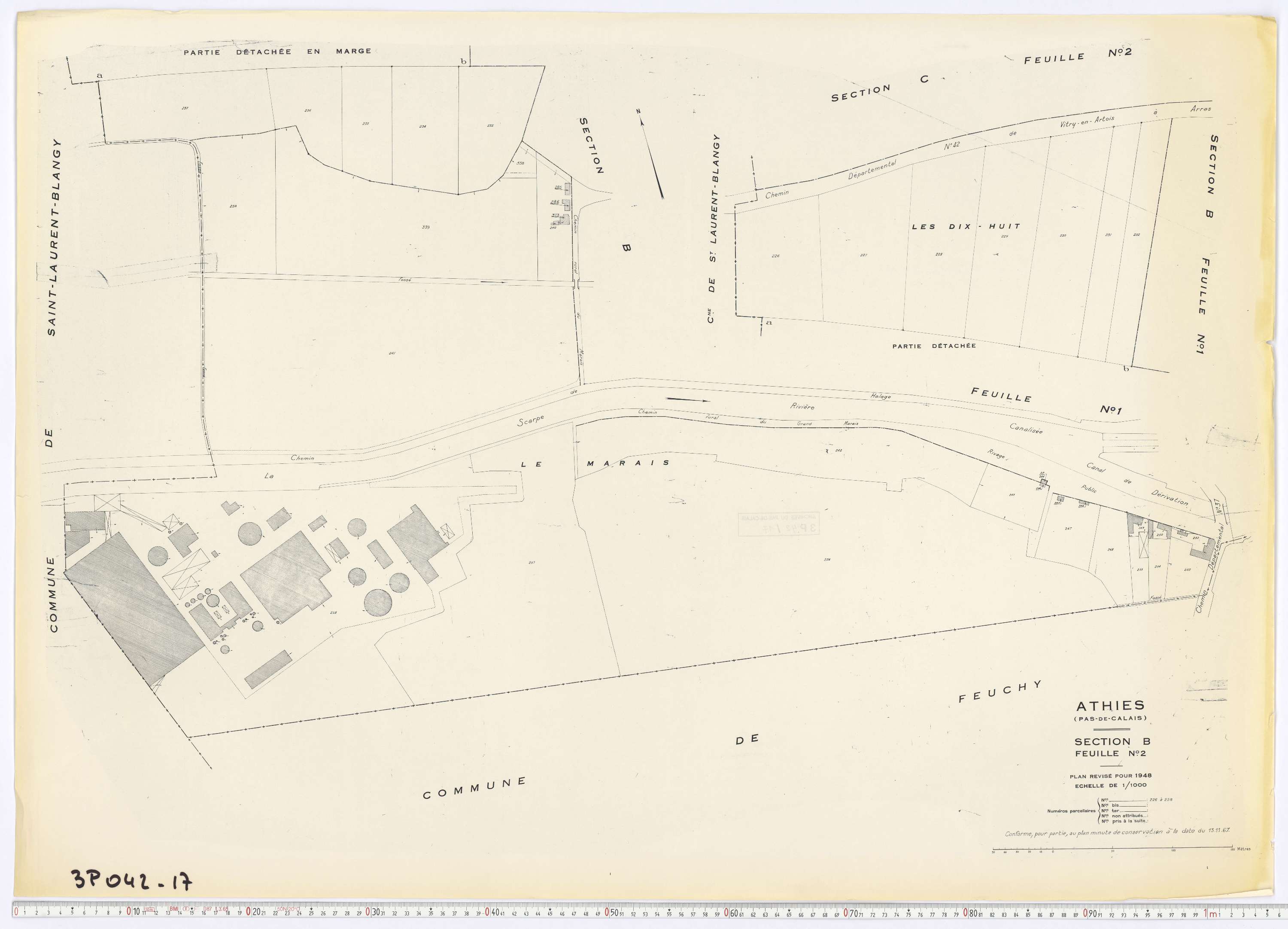 Athies - Section B, feuille 2.