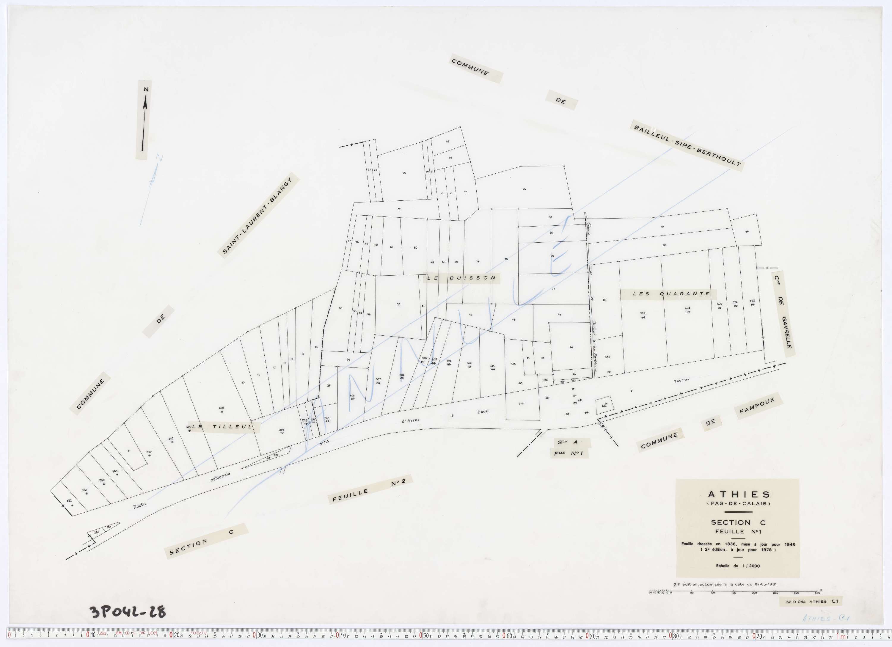 Athies - Section C, feuille 1.