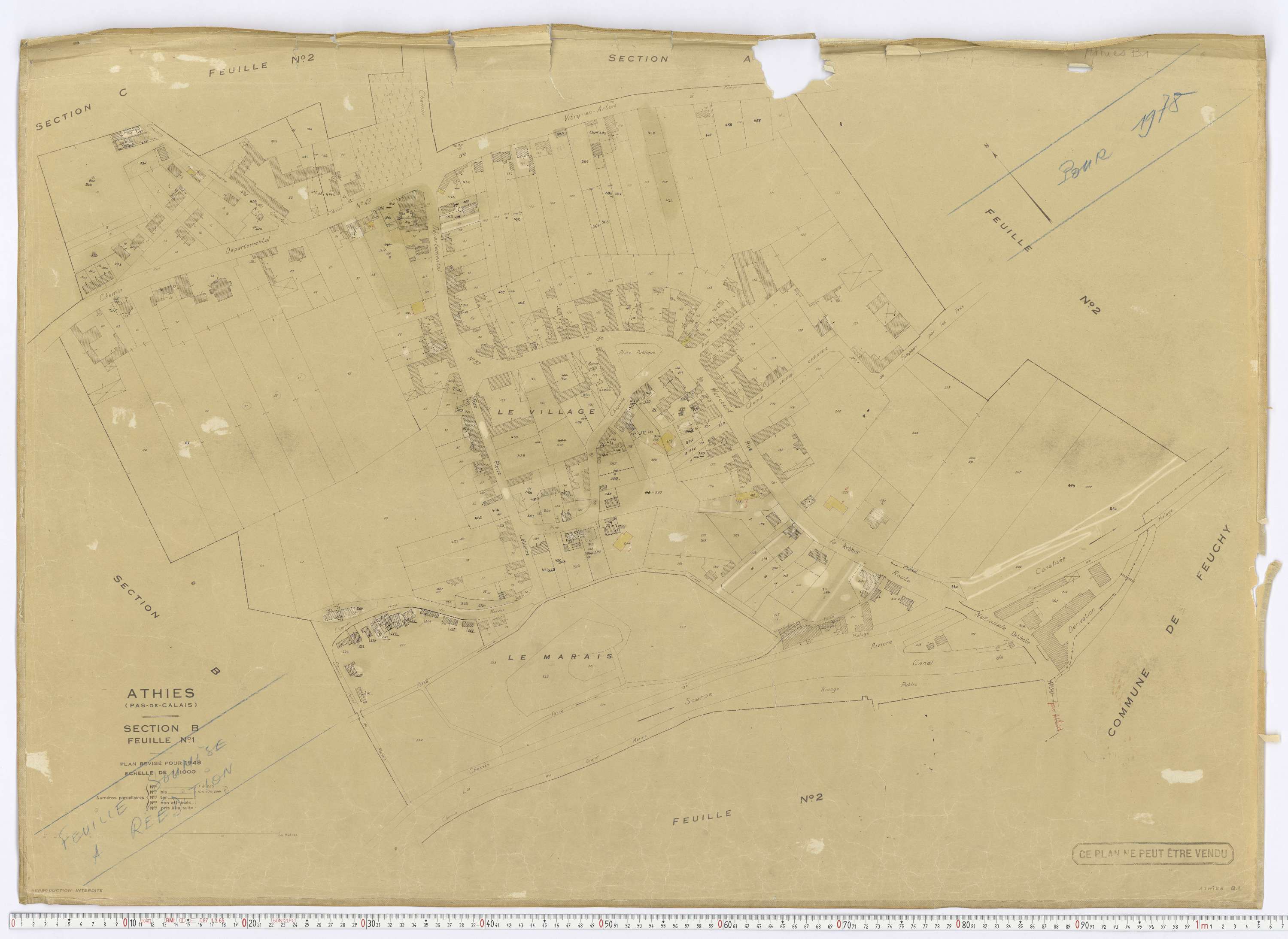 Athies - Section B, feuille 1.